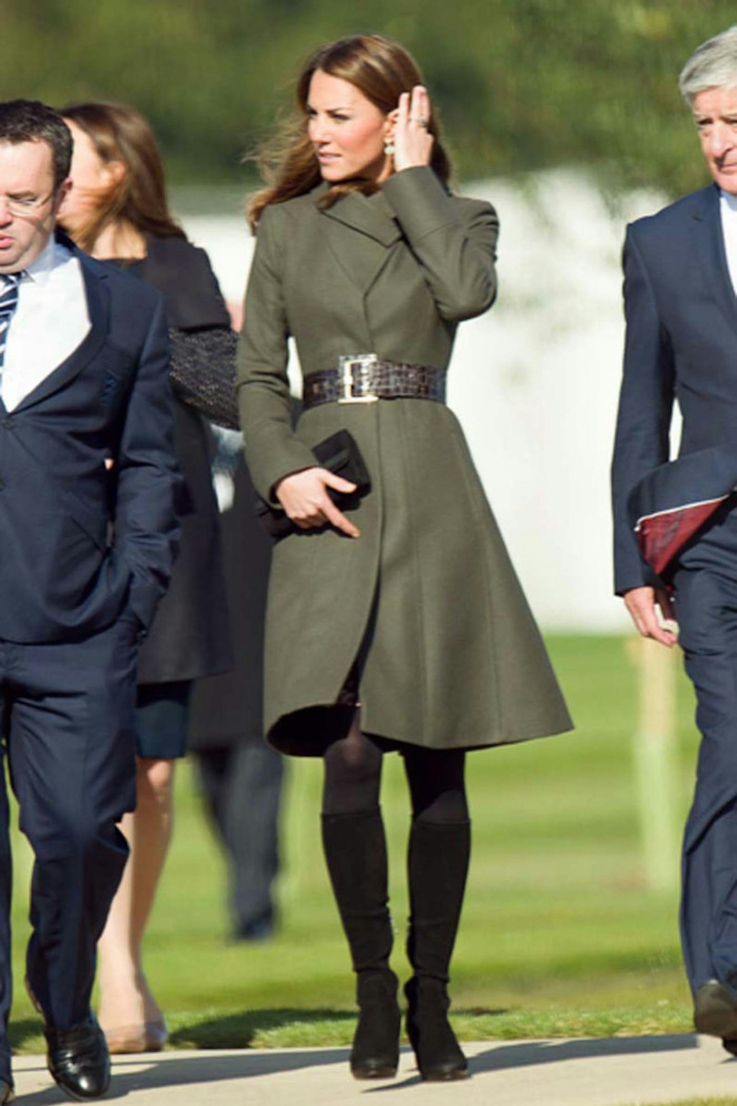 Kate Middleton wears Reiss coat, meeting the England football squad, 9 October 2012