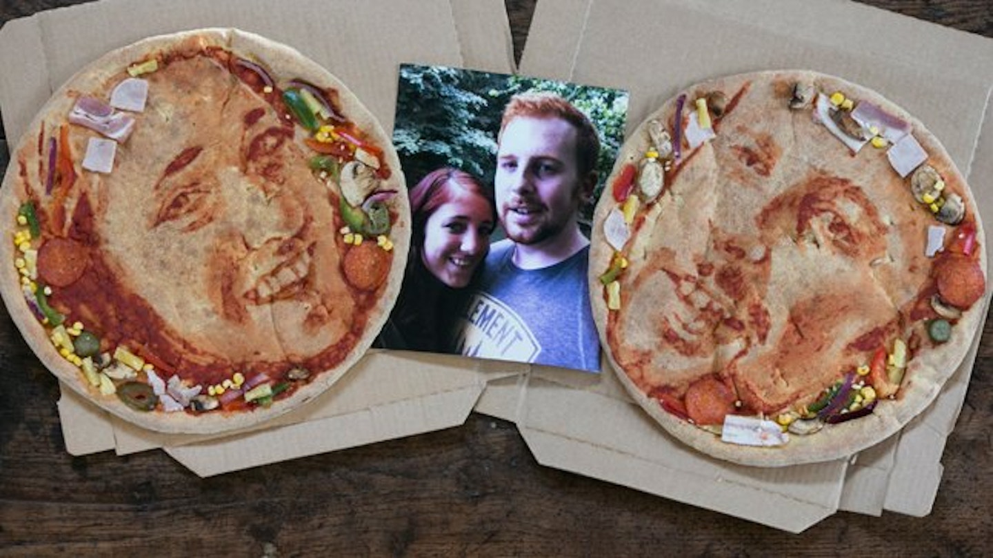 The pizza portraits were created by artist Nathan Wyburn.