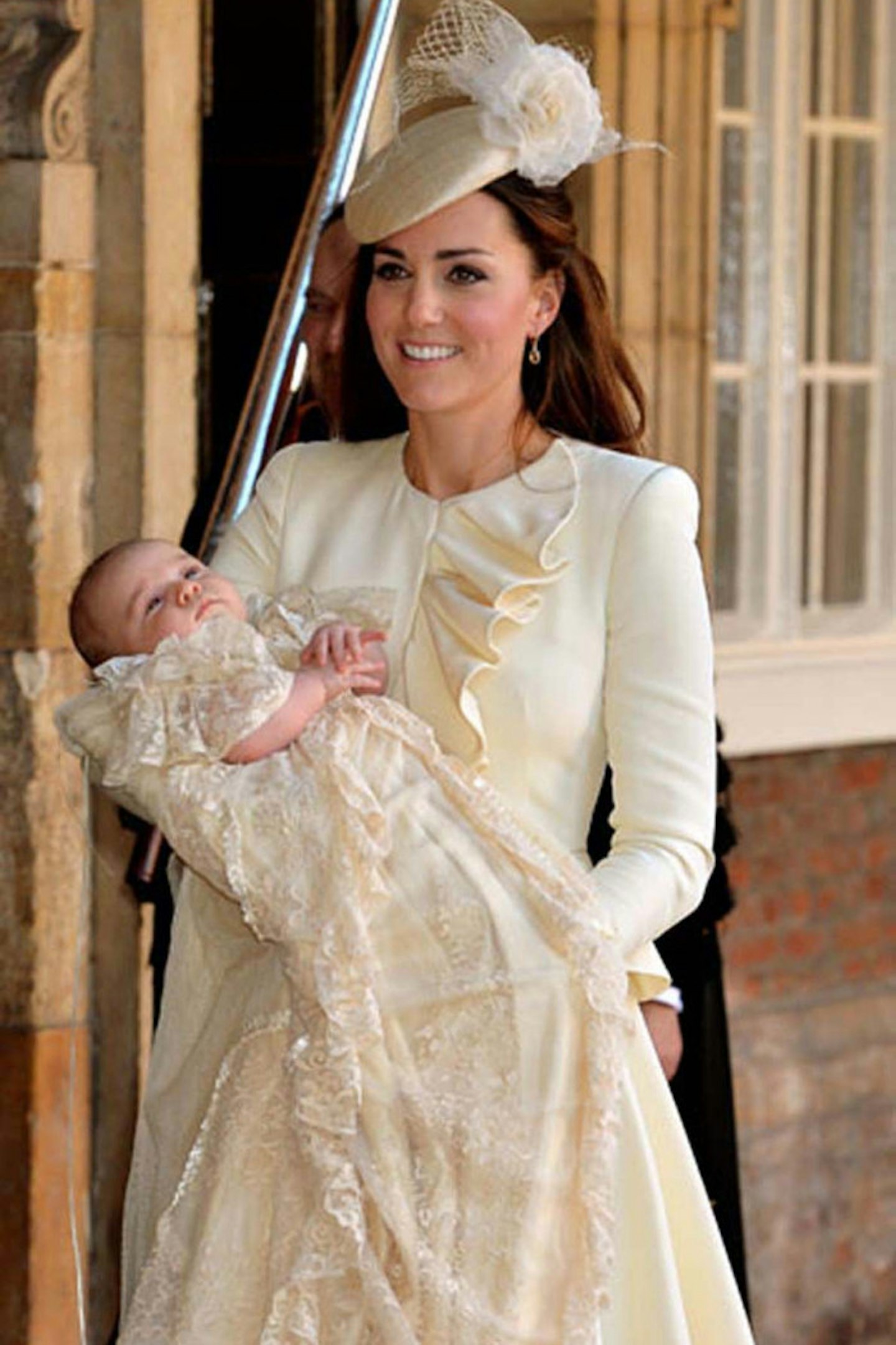 Kate Middleton wears Alexander McQueen at Prince George's christening, 23 October 2013