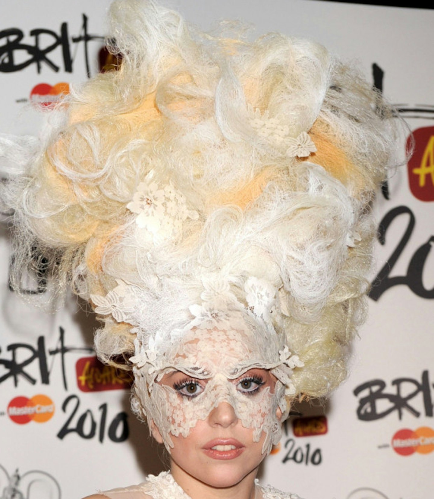 lady gaga brits face mask hair disaster
