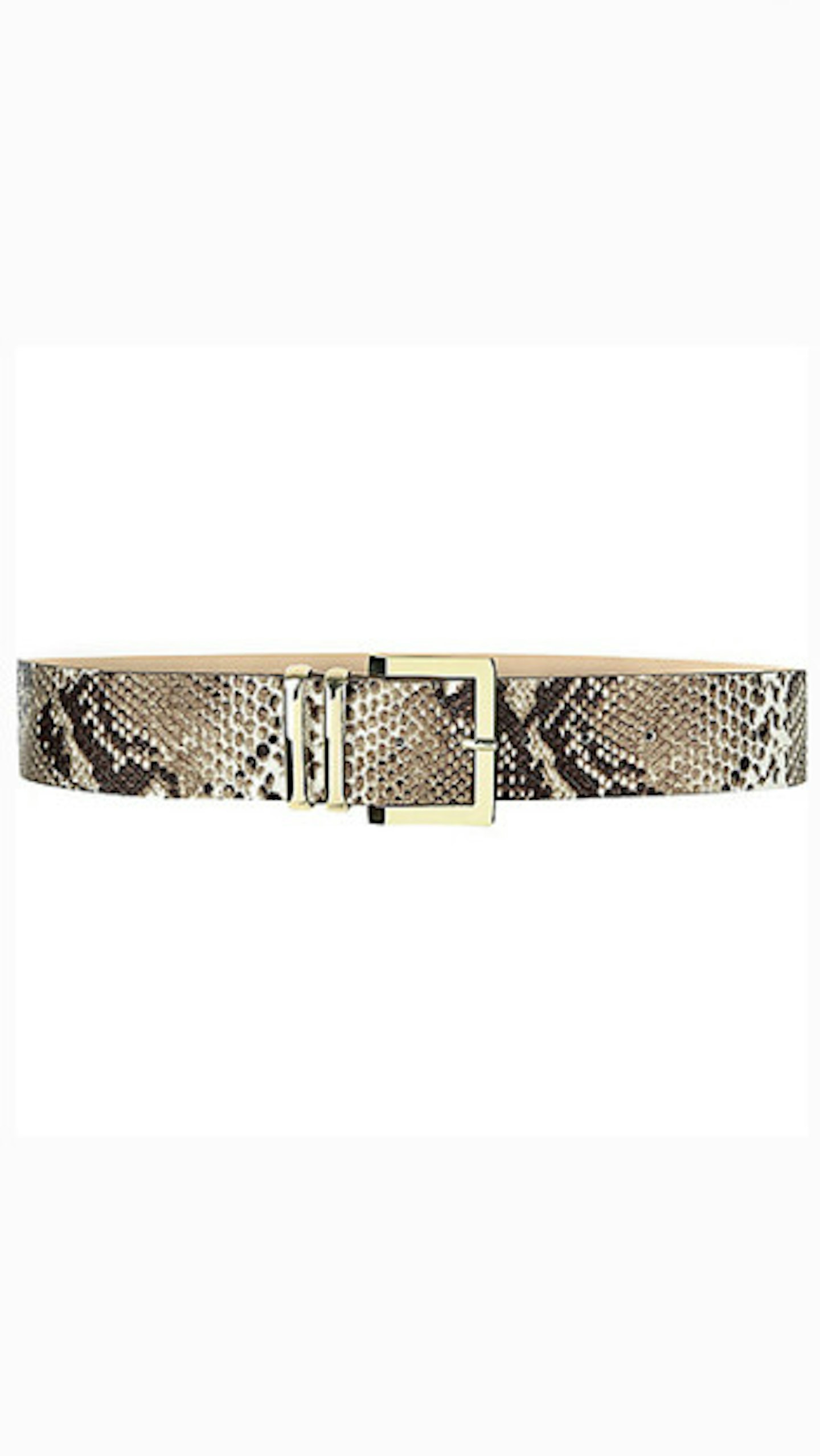 Beige snake print belt, £25