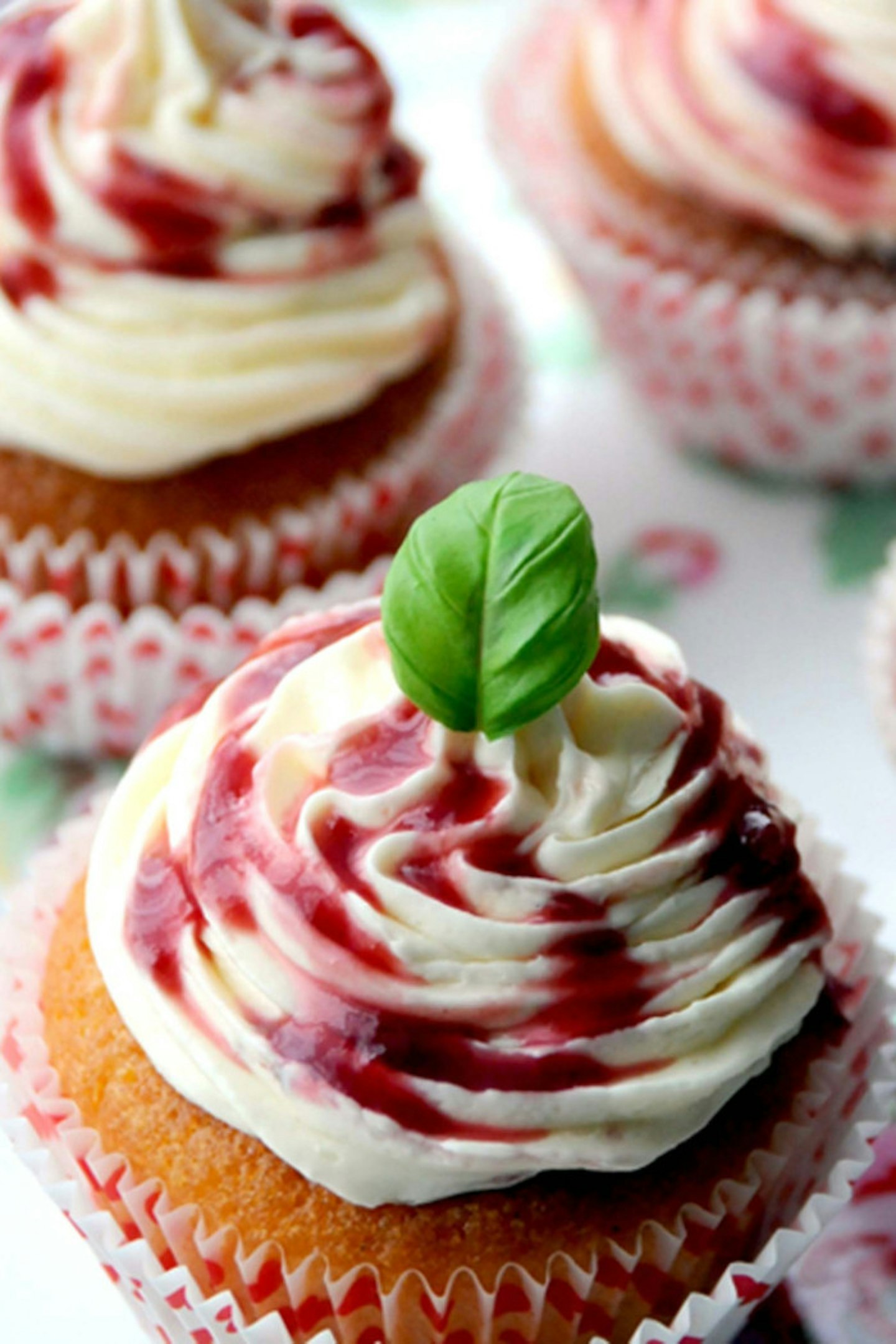 3. Raspberry Ripple And Basil Cupcakes