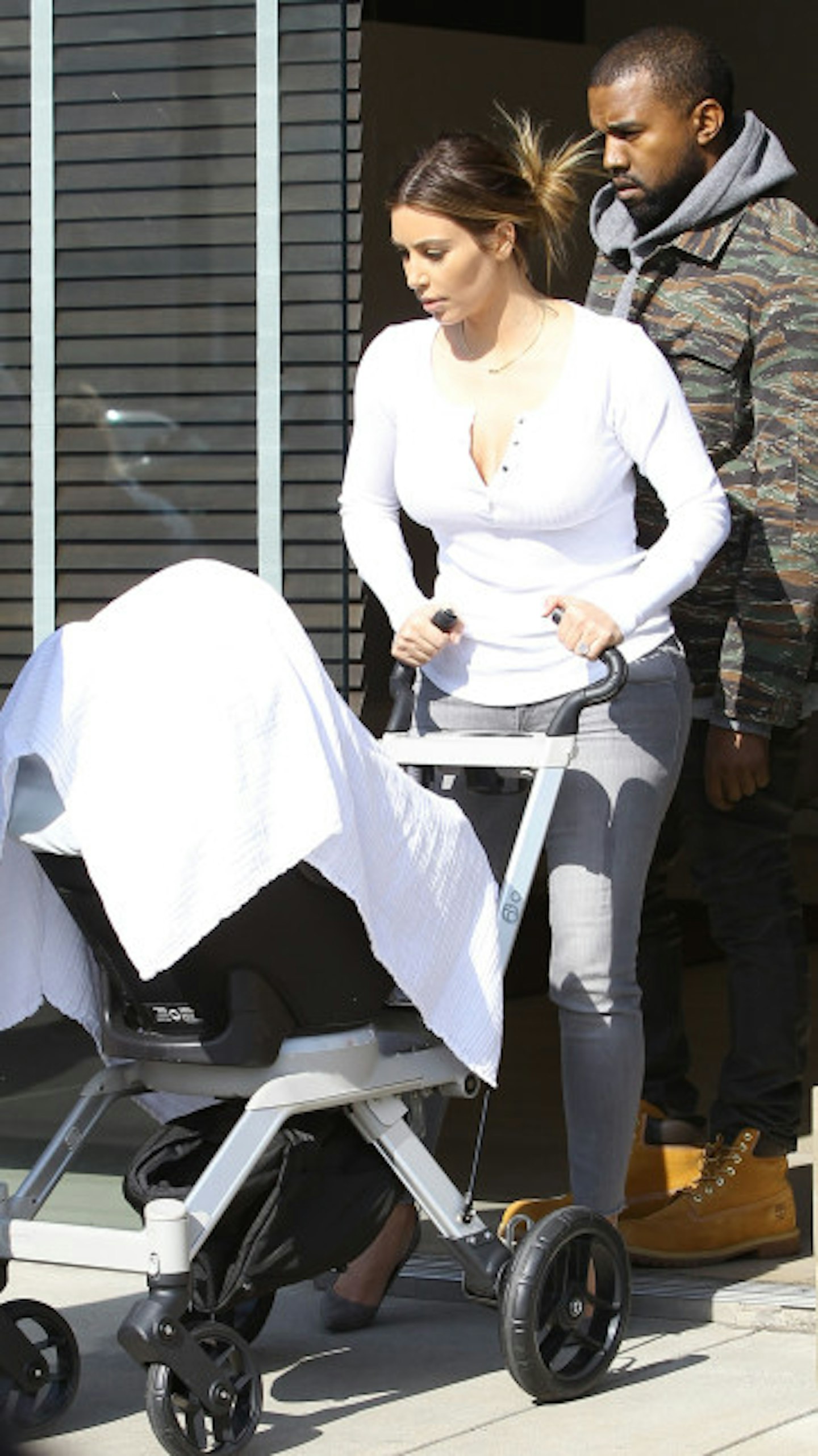 Kim Kardashian and Kanye West with baby North