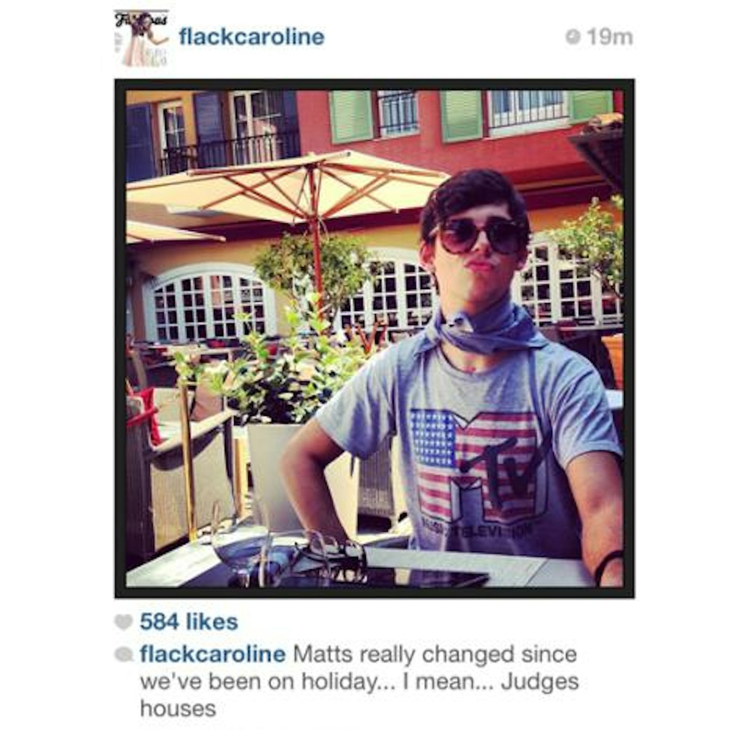 Xtra Factor's Caroline Flack and Matt Richardson enjoying the judges houses by the looks of this instagram post
