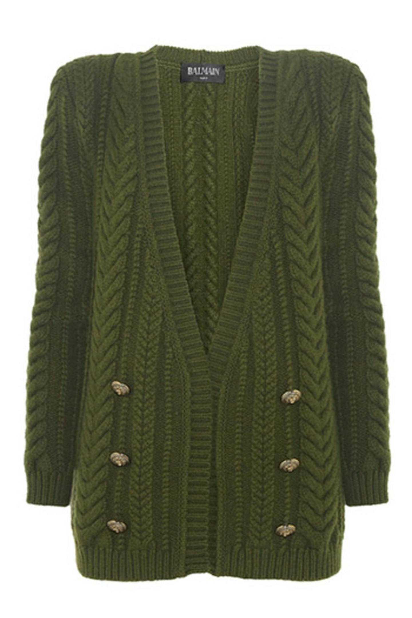 34. Cable knit cardigan, £1,495, Balmain at Net-A-Porter