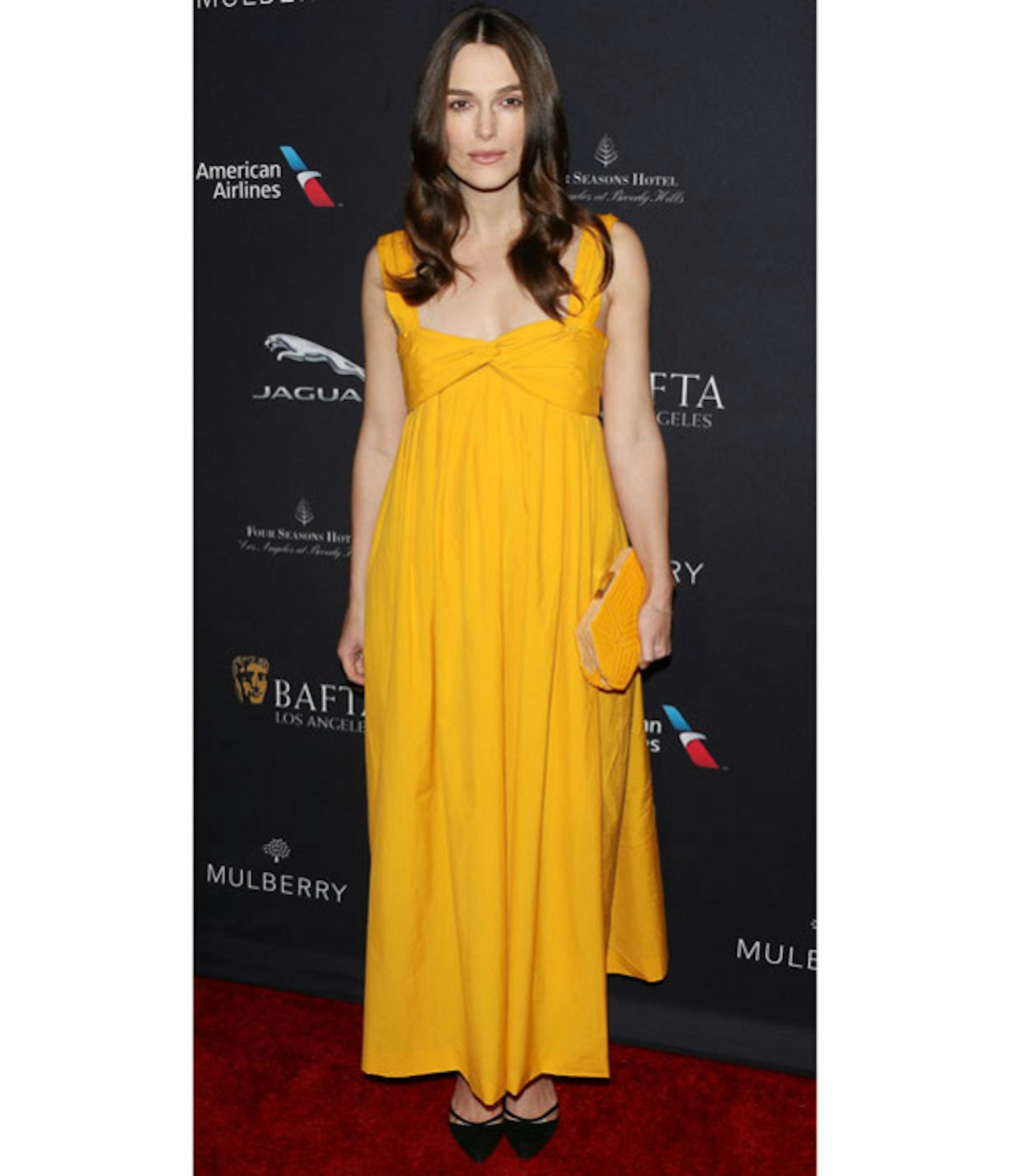 Pretty in yellow Hermes at the BAFTA Tea Party, January 2015