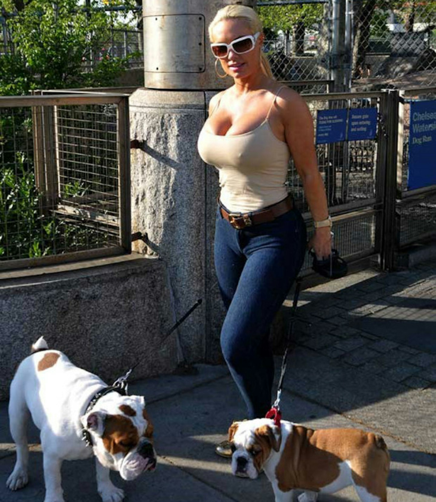 coco-austin-boobs-nipples-walking-dogs