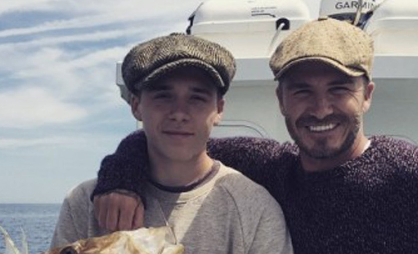 David and Brooklyn Beckham, July 2015