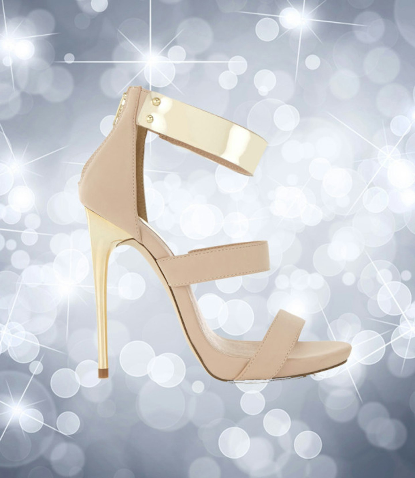Nude and gold metal sandals