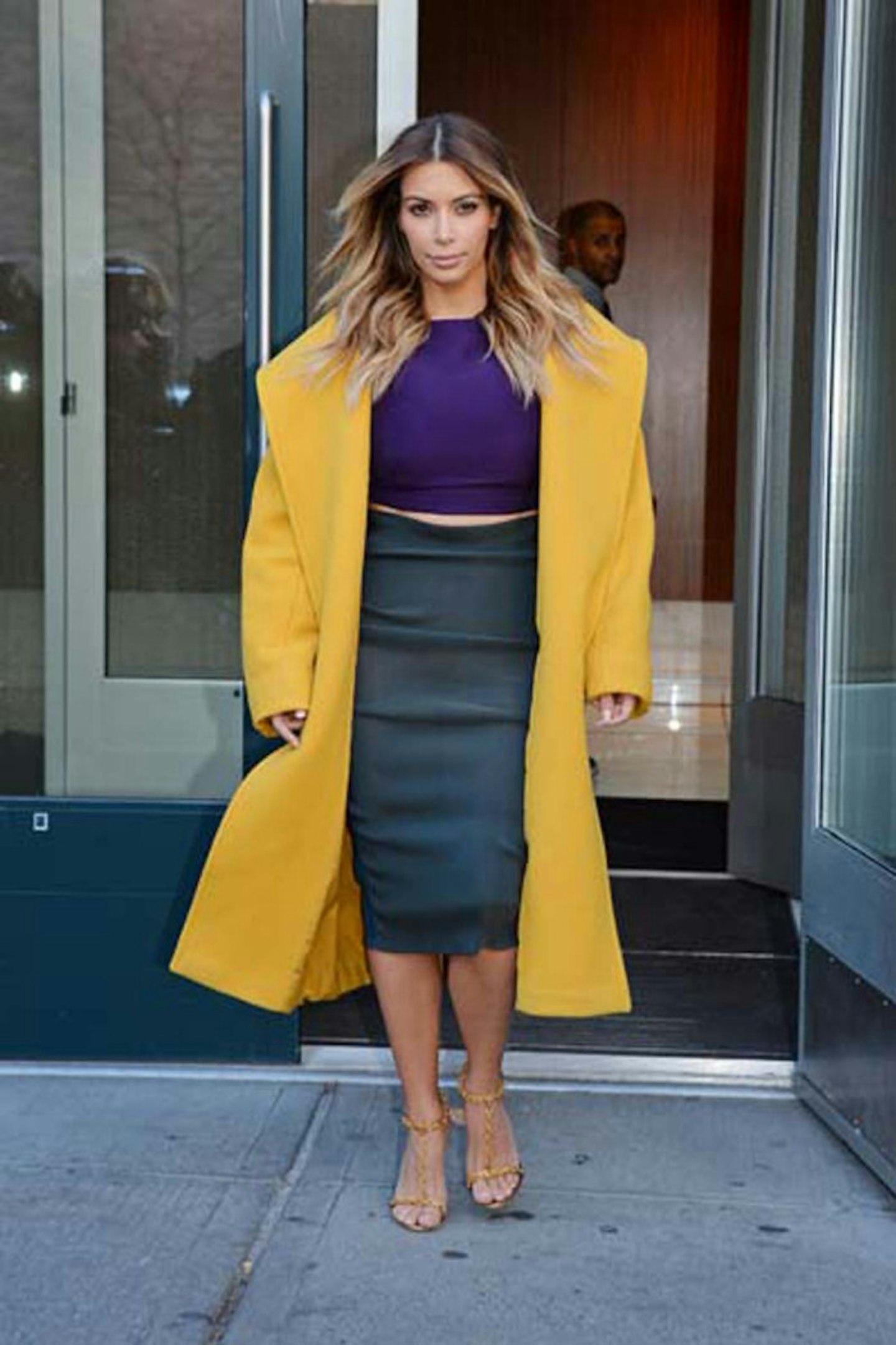Kim Kardashian style lanvin max mara new york yellow