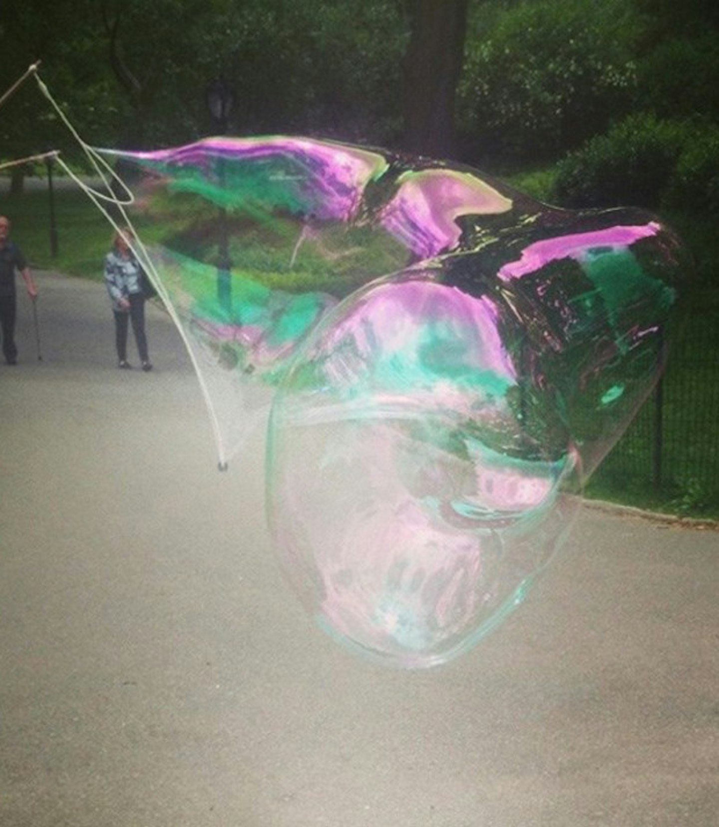 Lucy blows some bubbles in Central Park