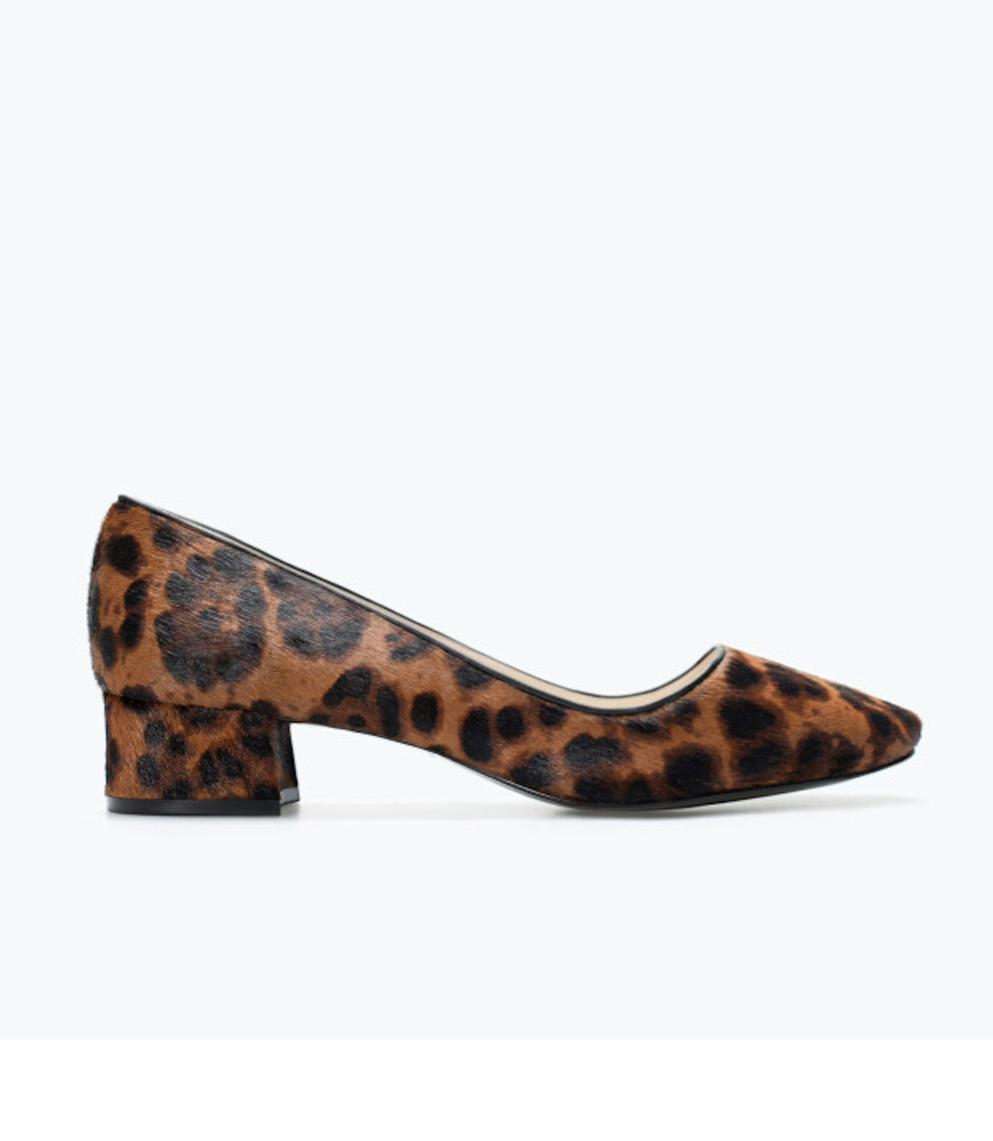 Leopard block heel ballerinas