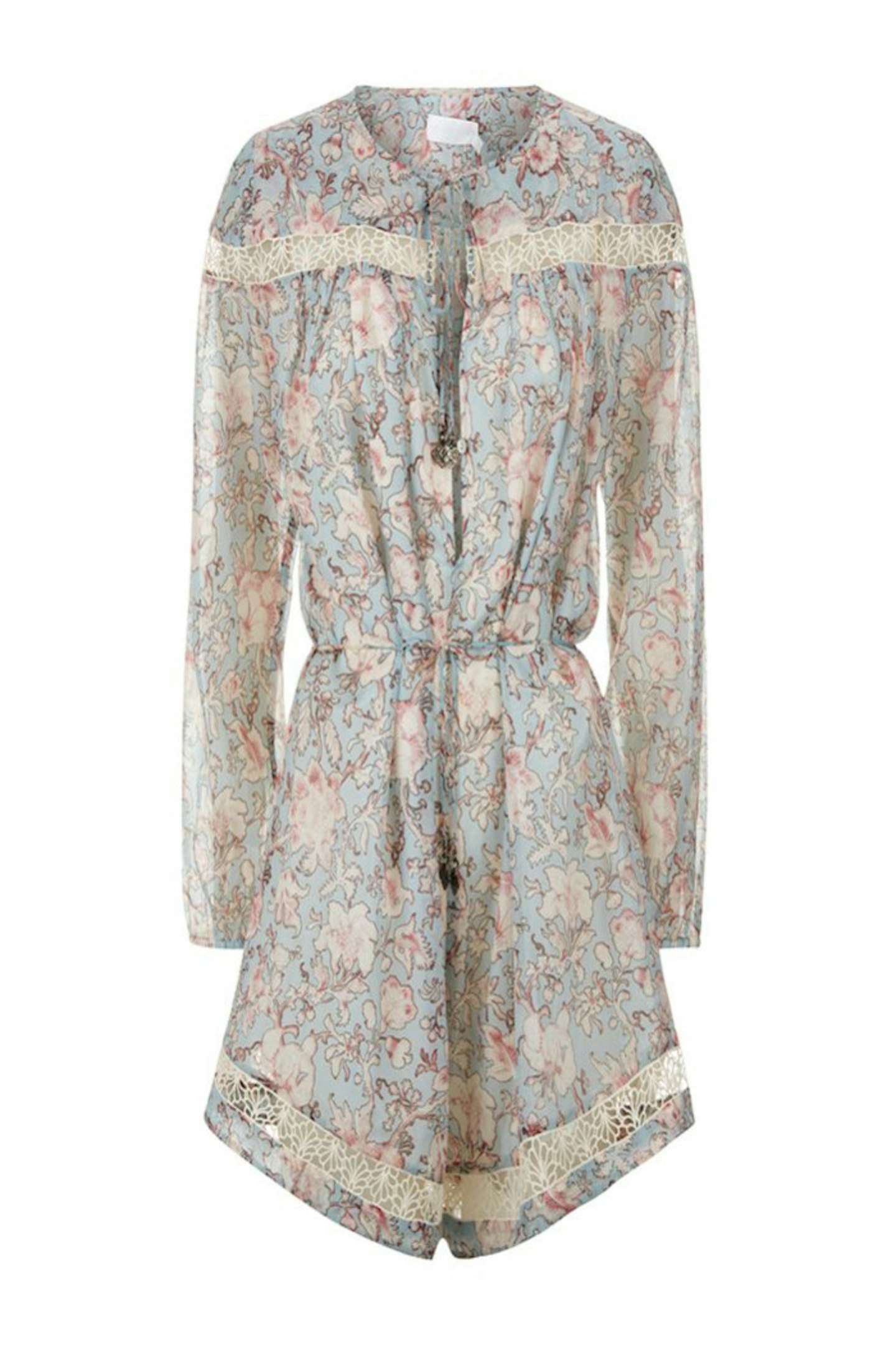 Add a romantic flair to your outfit with this floral Zimmerman playsuit.