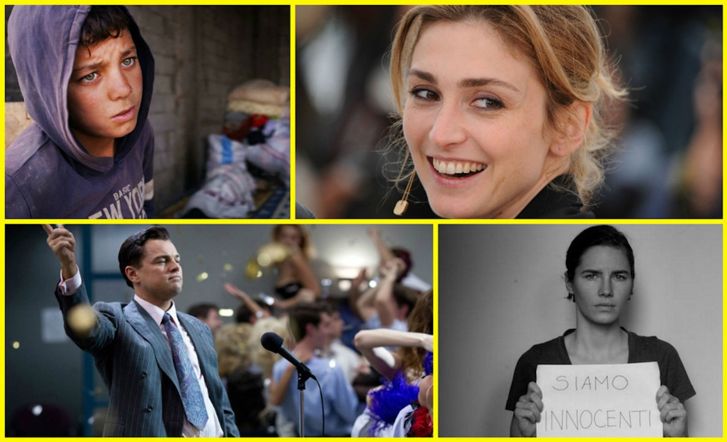 Clockwise from left: Syria's starving children, Julie Gayet, Amanda Knox, Wolf of Wall Street