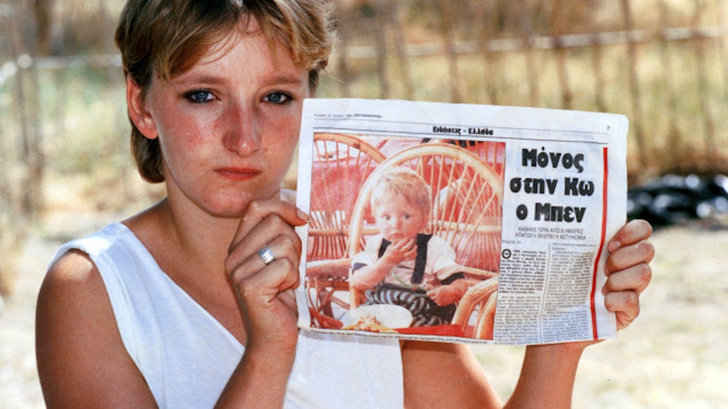 Kerry Needham with a photograph of Ben, shortly after his disappearance in 1991