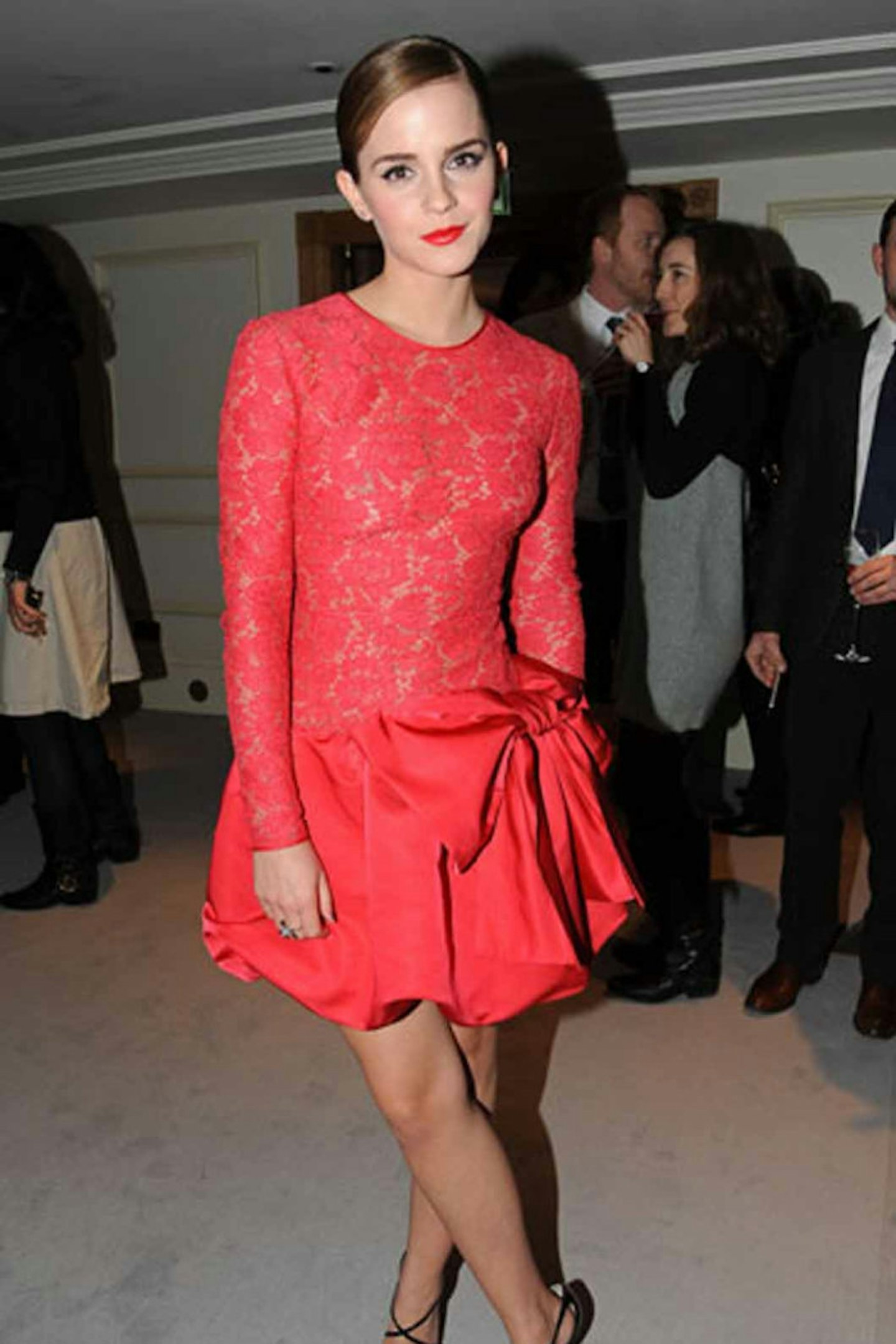 Emma Watson style bafta red lace dress