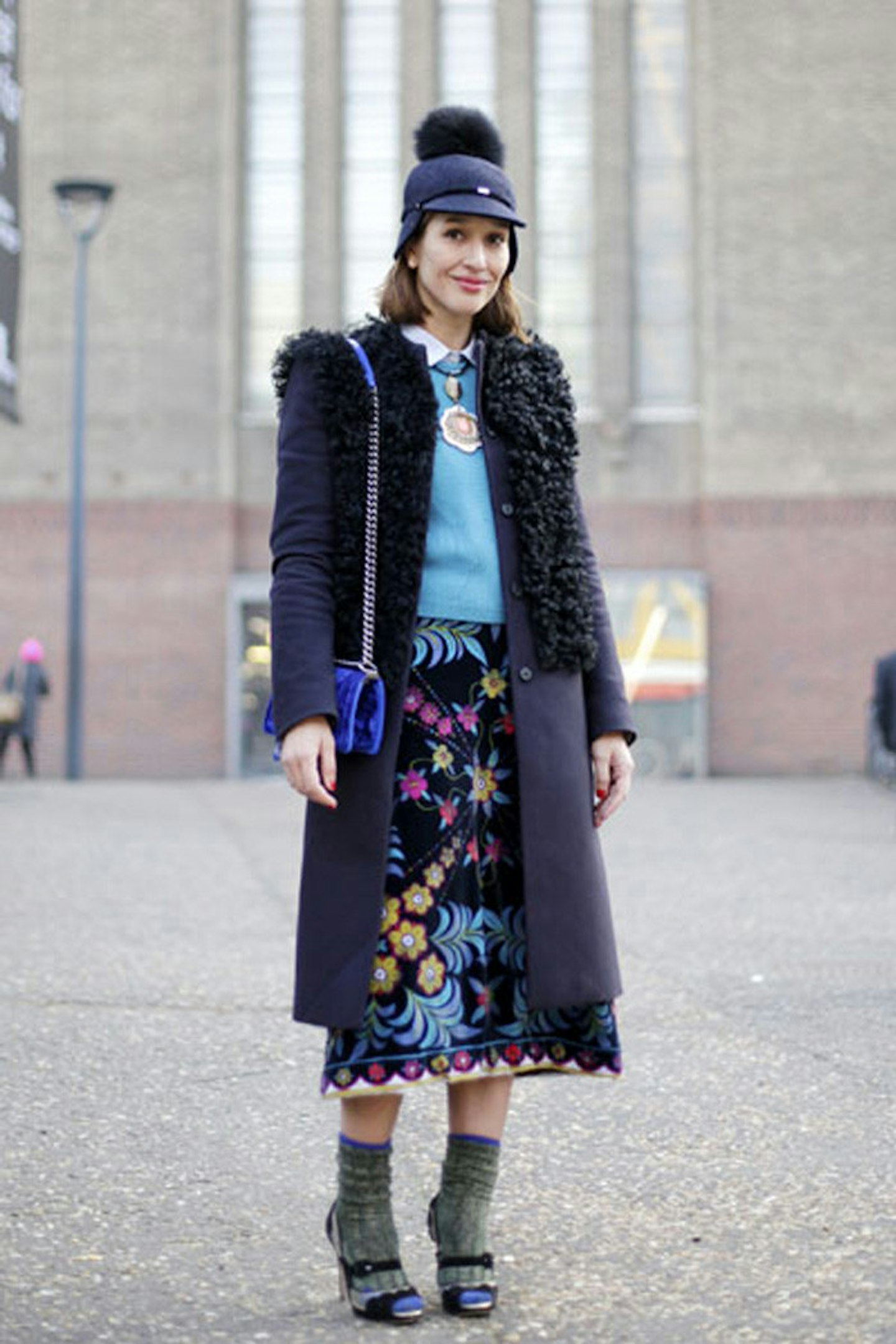 Tiany Kiriloff in a coat from Joseph, necklace by Marni, Cos top, vintage Pucci trousers, Rupert Sanderson shoes and Chanel bag