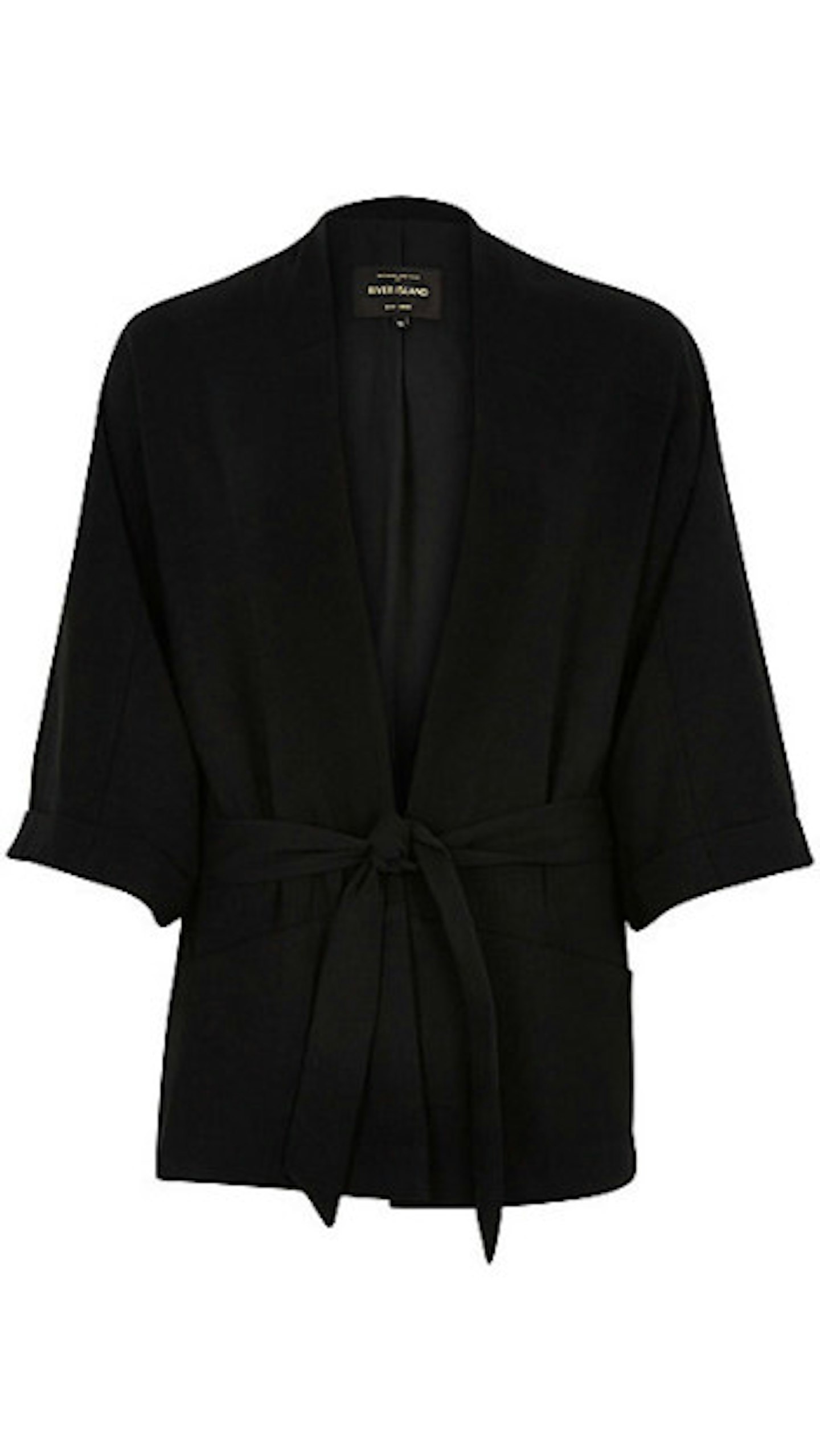 Black short belted kimono jacket, £35