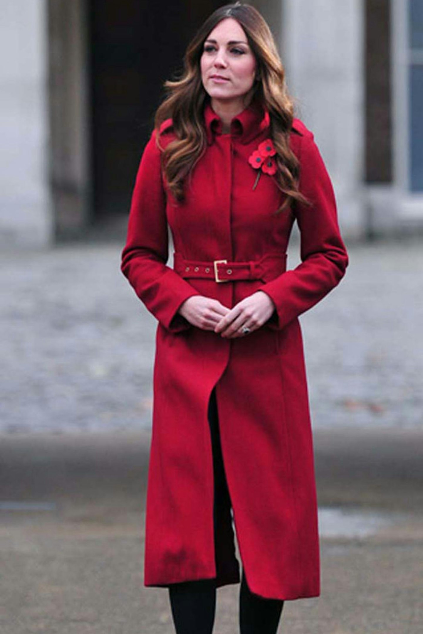 The Duchess of Cambridge wears Red L.K.Bennett coat for Poppy Day, 30 October 2013