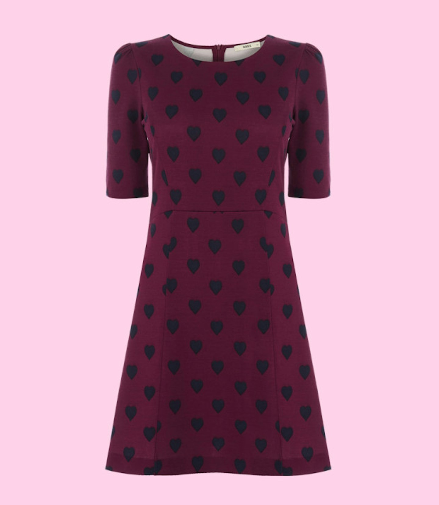 Burgundy heart print dress