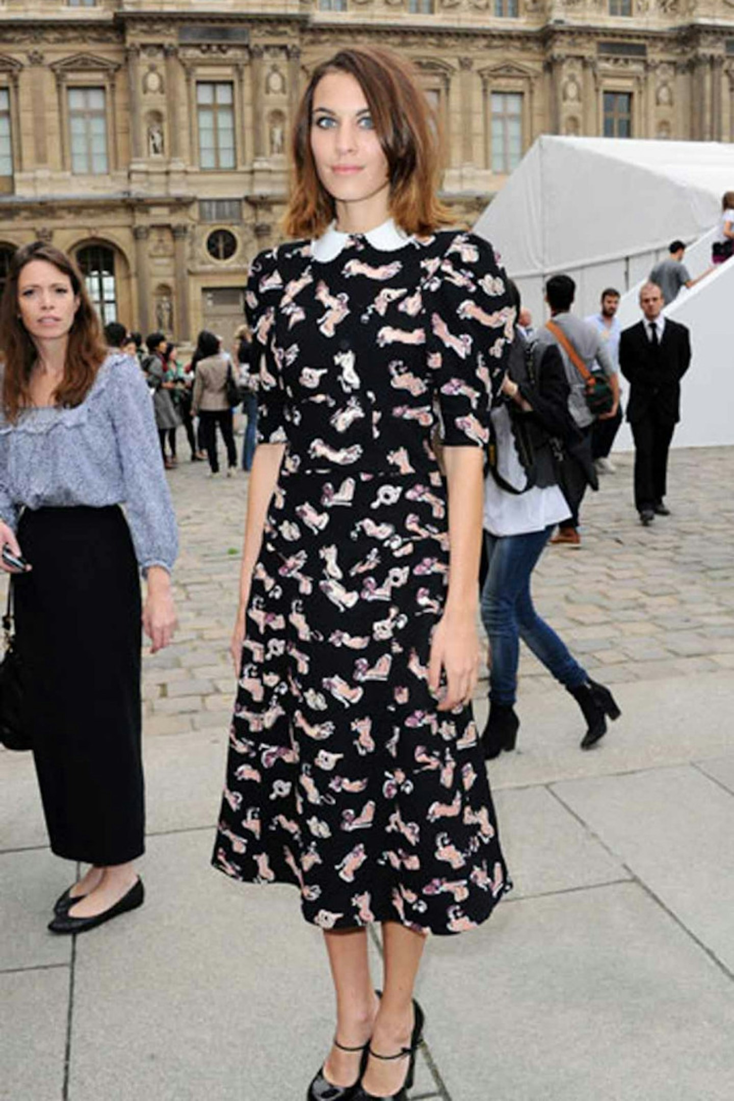 Alexa Chung style paris fashion week print smock dress