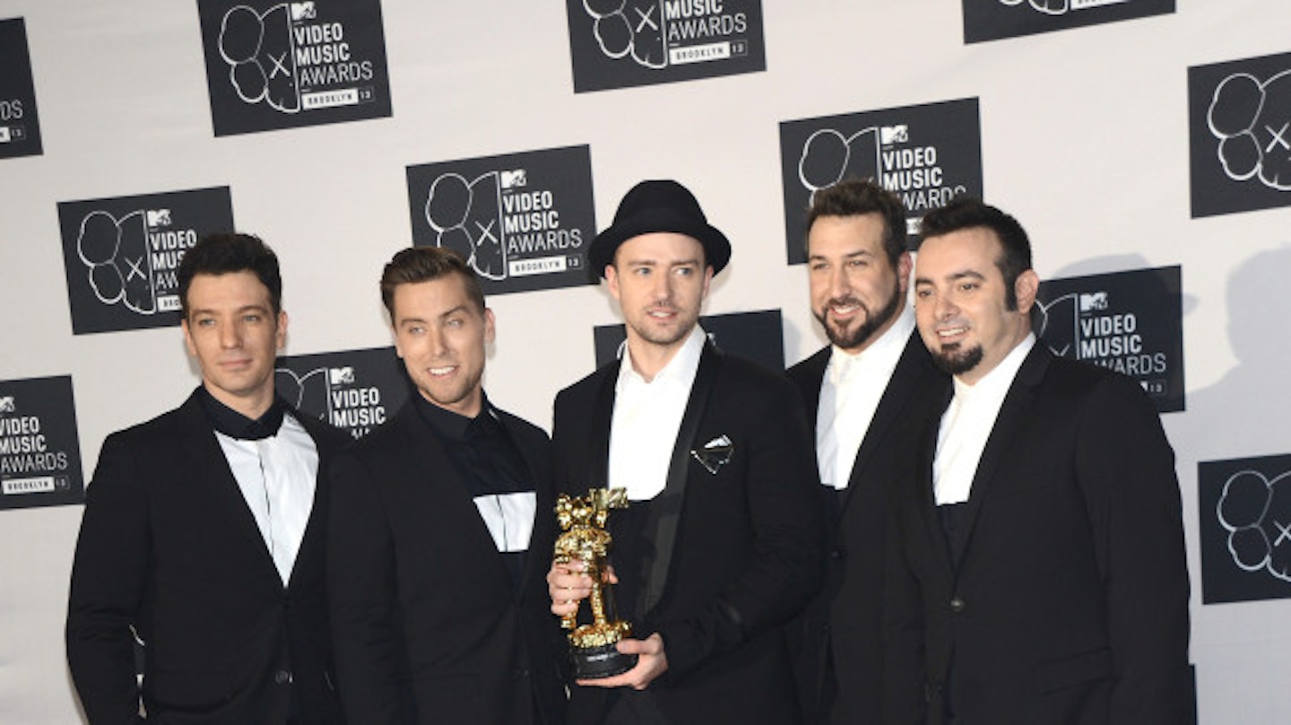 Justin's former NSYNC bandmate Joey Fatone (second from right) confirmed the baby news