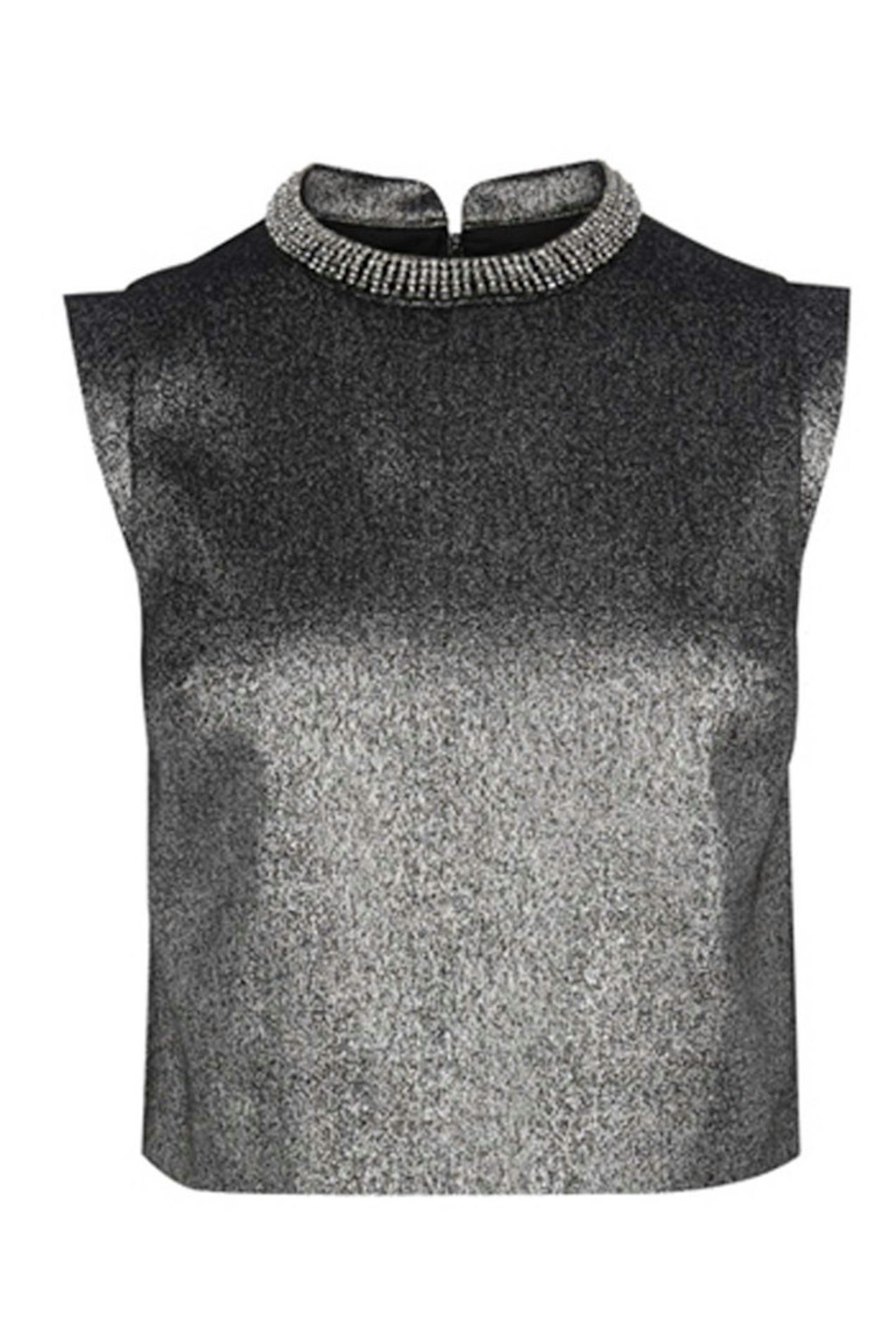 29. Embellished neck metallic top, £45, Oasis