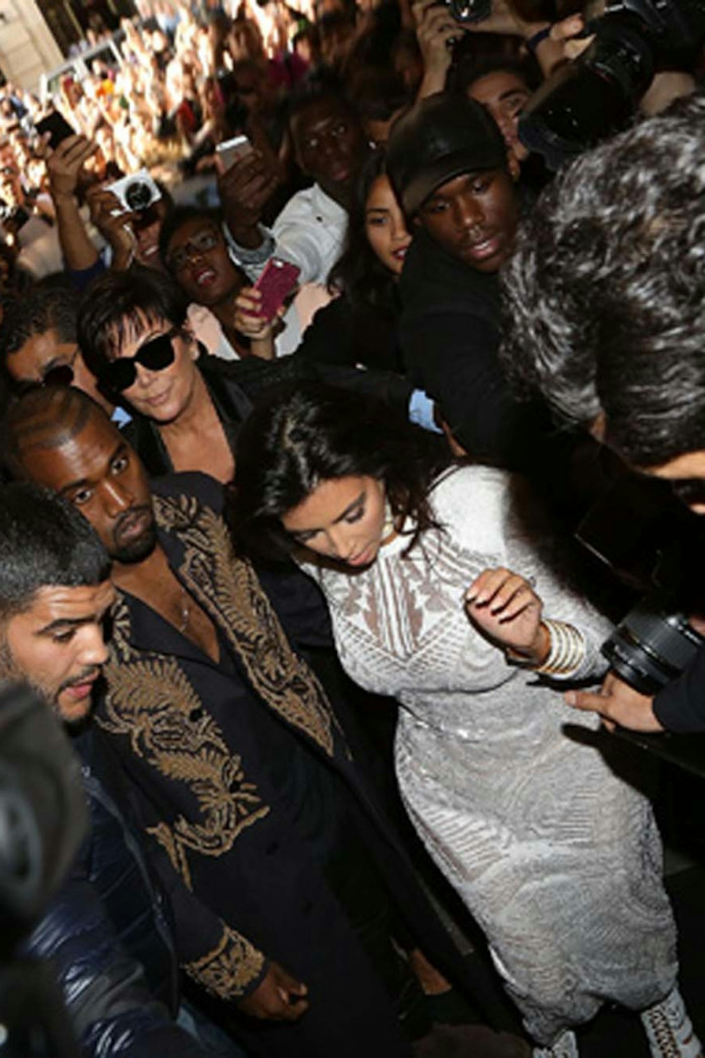 Kim Kardashian, Kanye West and Kris Jenner at Balmain