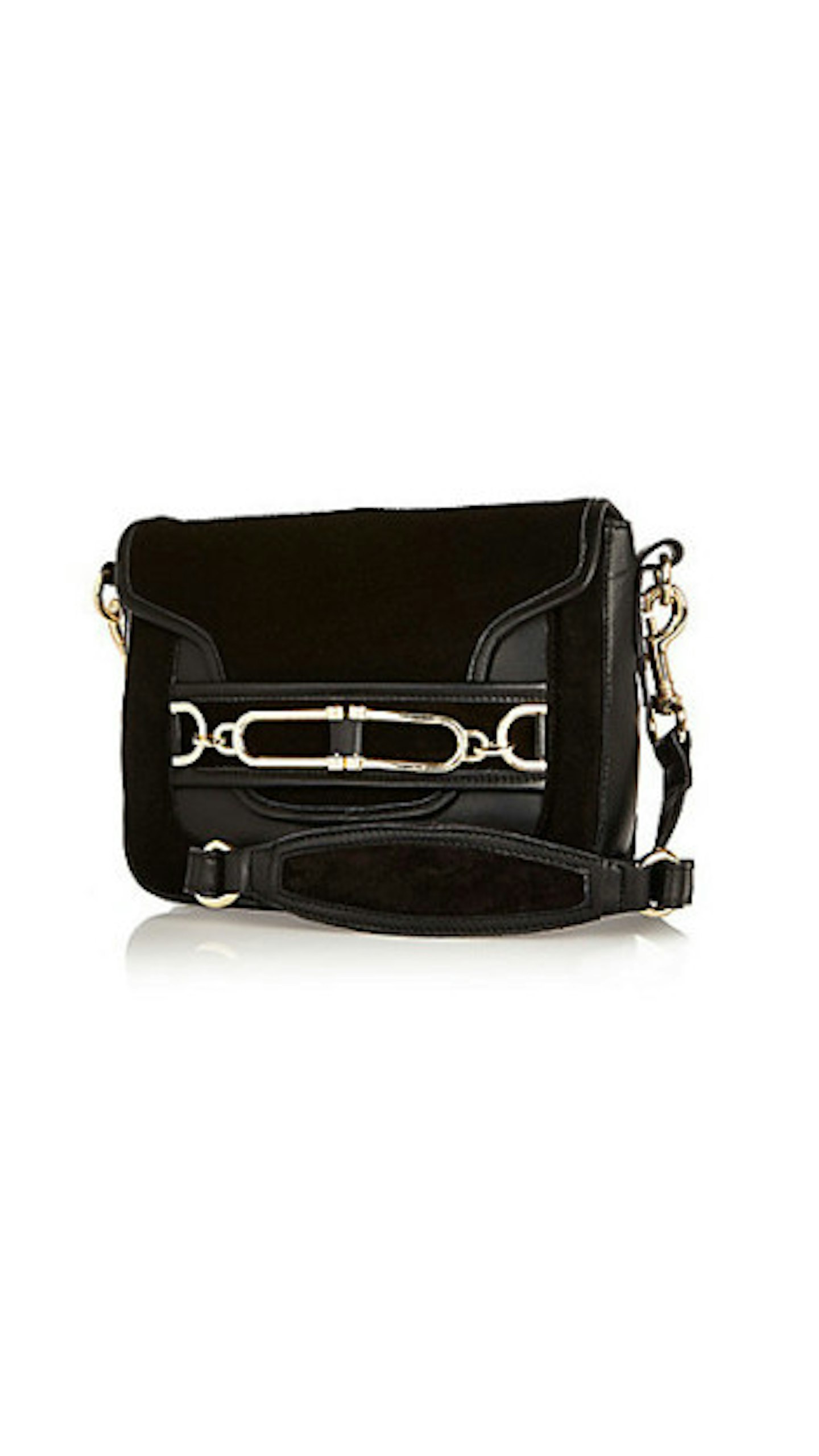 Black leather saddle front cross body handbag, Limited Edition, £55