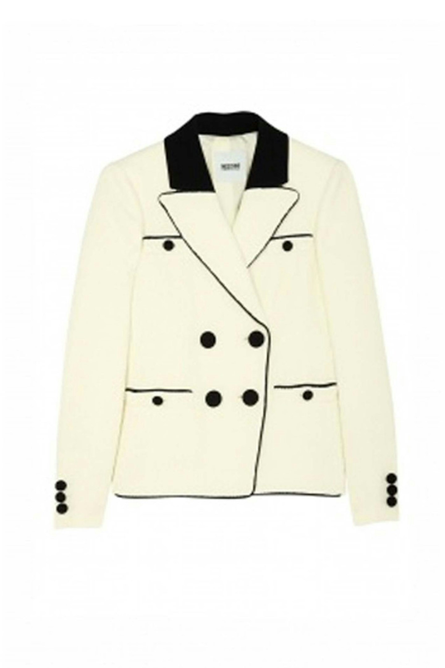 31. Contrast piping smart jacket, £690, Moschino Cheap & Chic at My Wardrobe