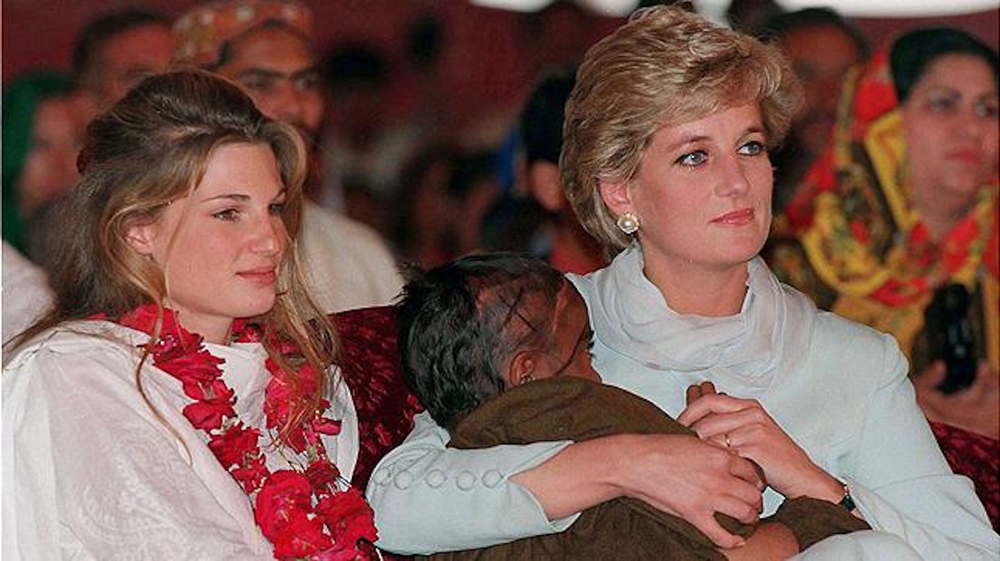 Diana and Jemima on a charity visit to Lahore in 1996
