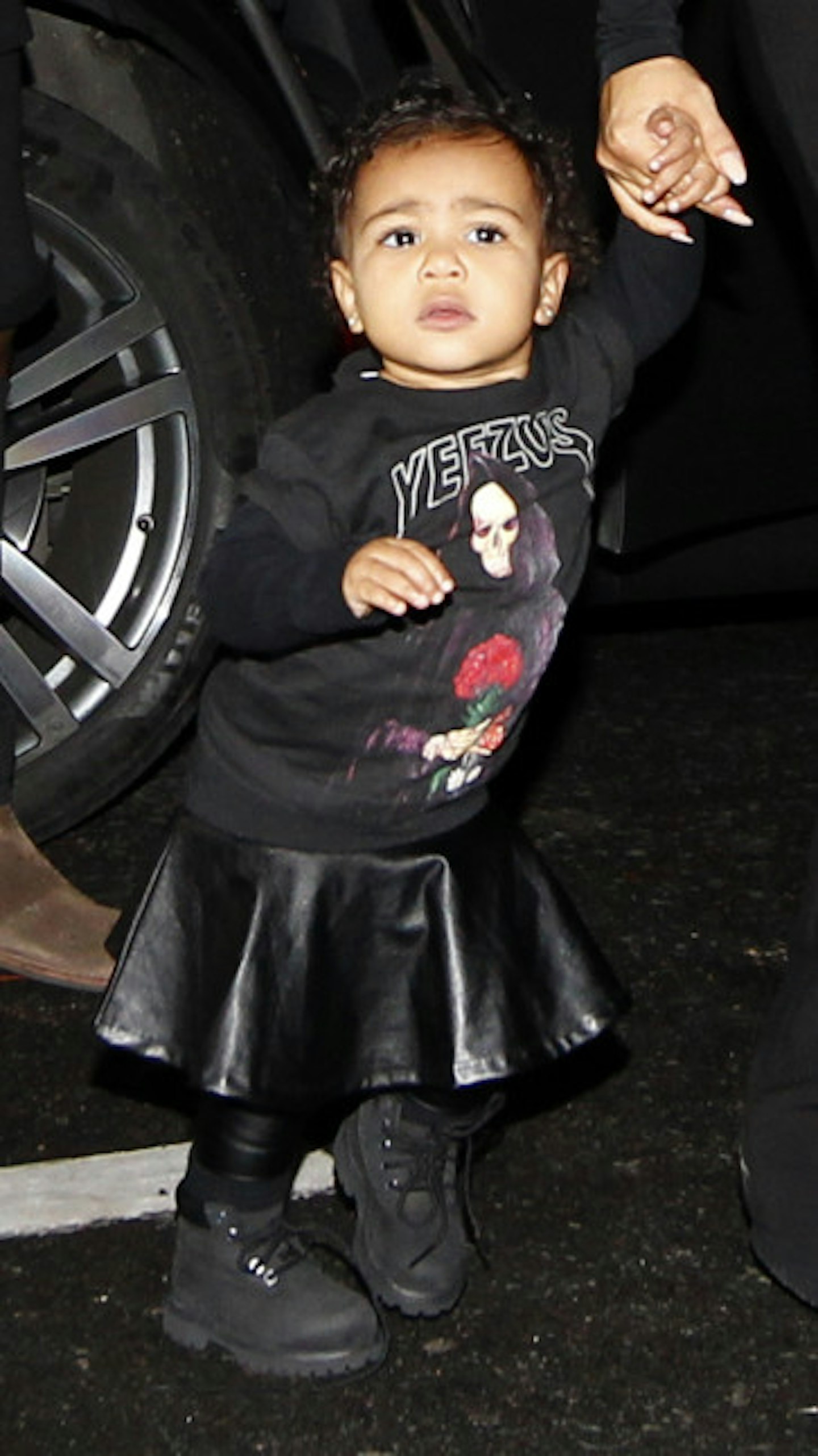 Kim dressed North in the skirt from her own baby range