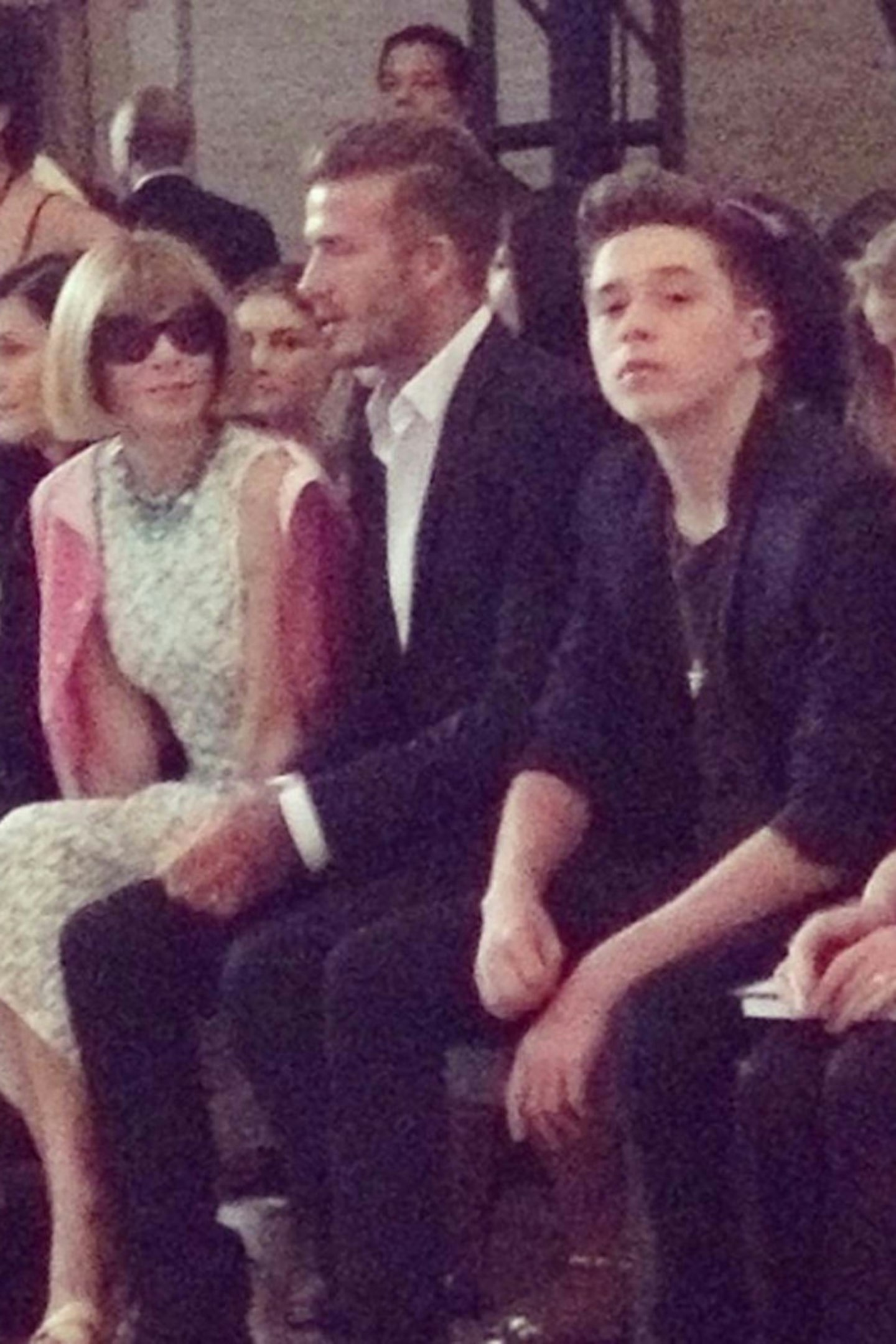 @grazia_live: David and Brooklyn take their seats next to Anna @victoriabeckham show.