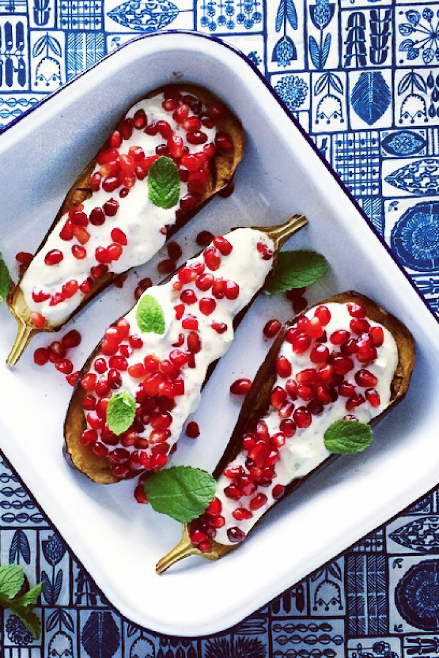 Grilled Aubergines With Tzatziki Dressing