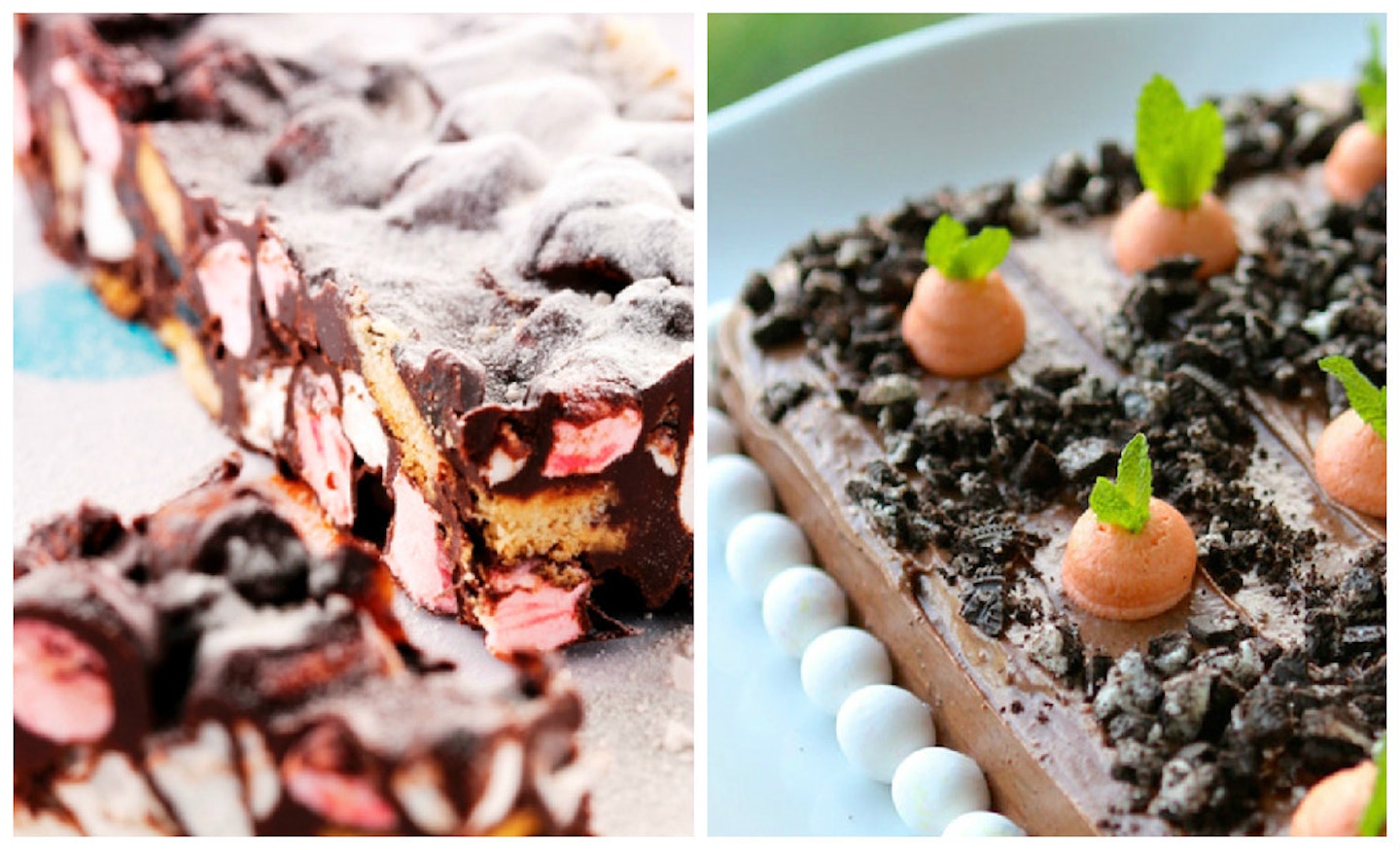 Left: Rocky Road        Right: Carrot Planted Chocolate Cake