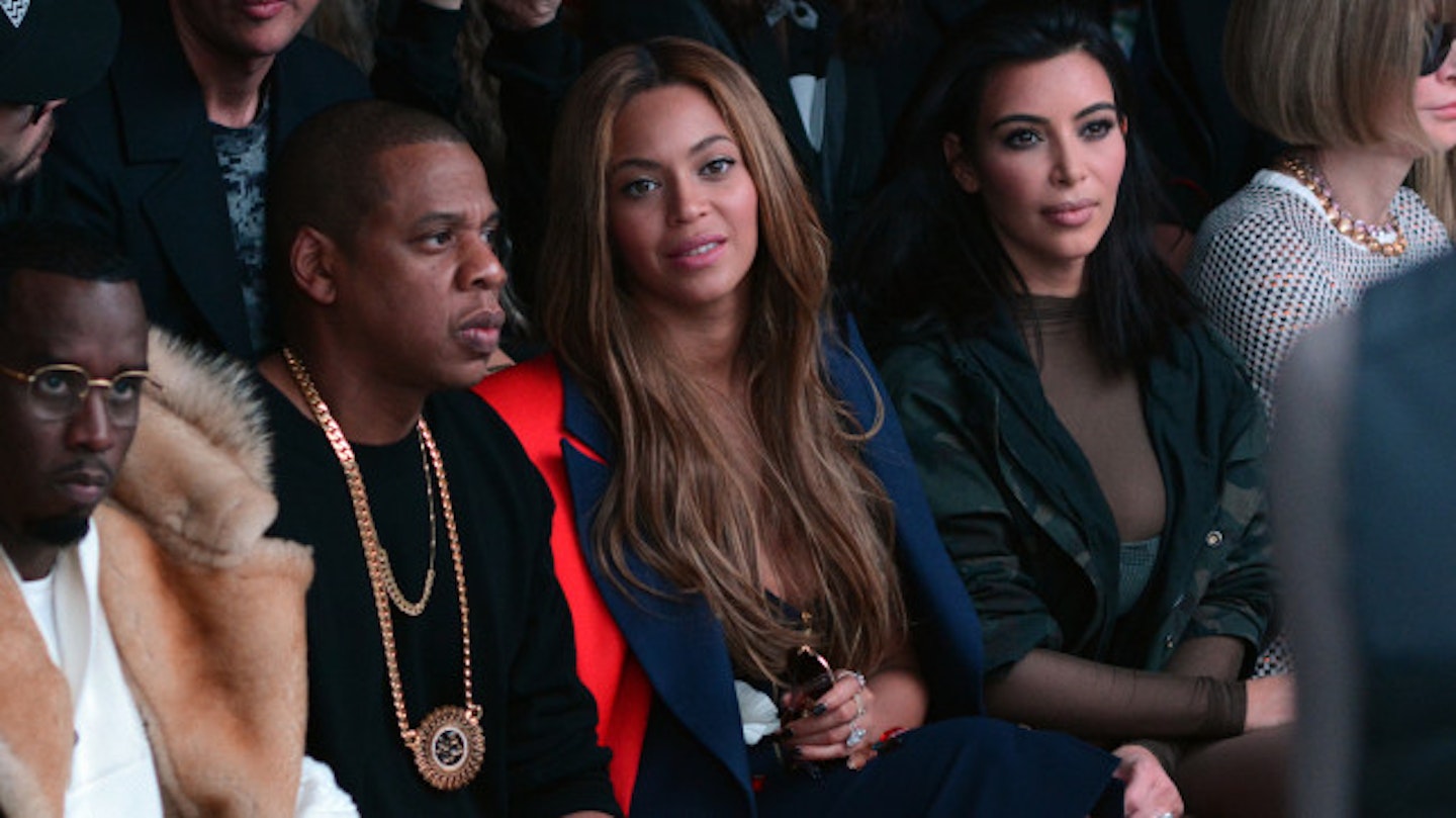 Bey and Kim sat FROW at Kanye's Paris Fashion Week show