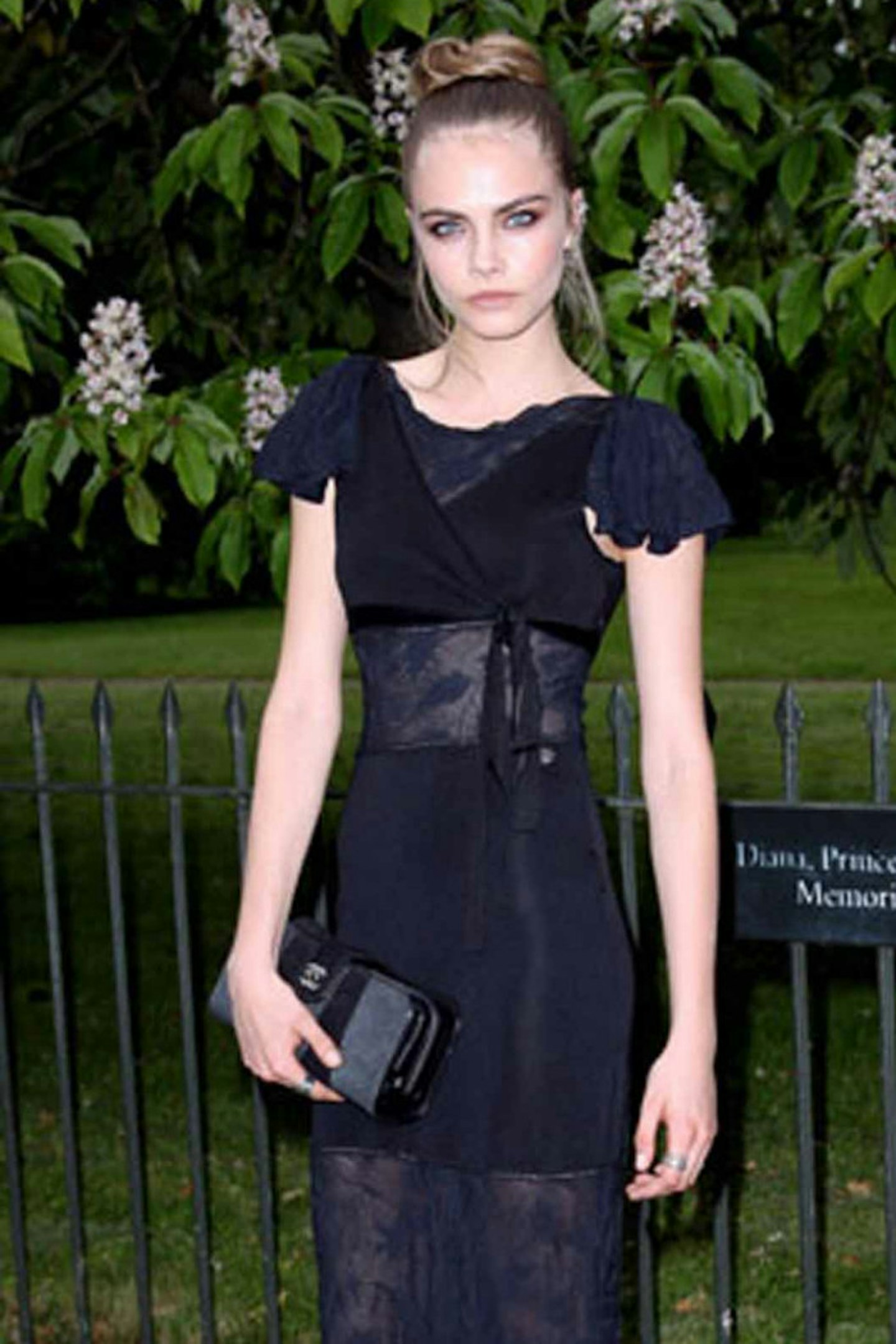 Cara Delevingne style burberry black lace dress 2012