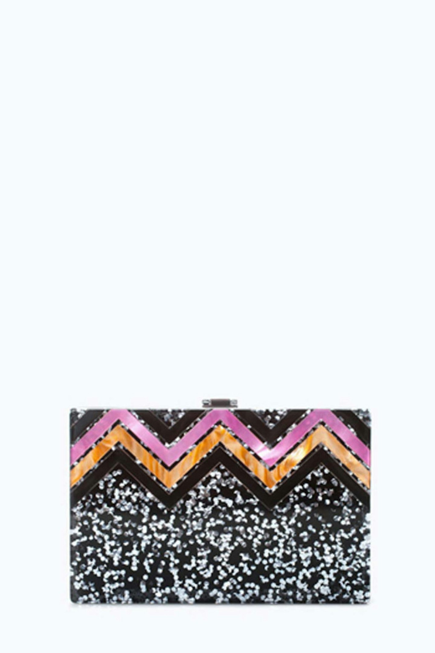 46. Glitter zigzag clutch, £39.99, Zara