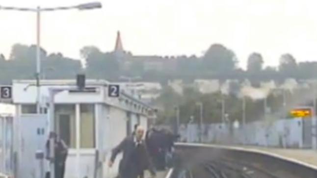 WATCH: Dramatic moment hero soldier rescues pensioner from path of ...
