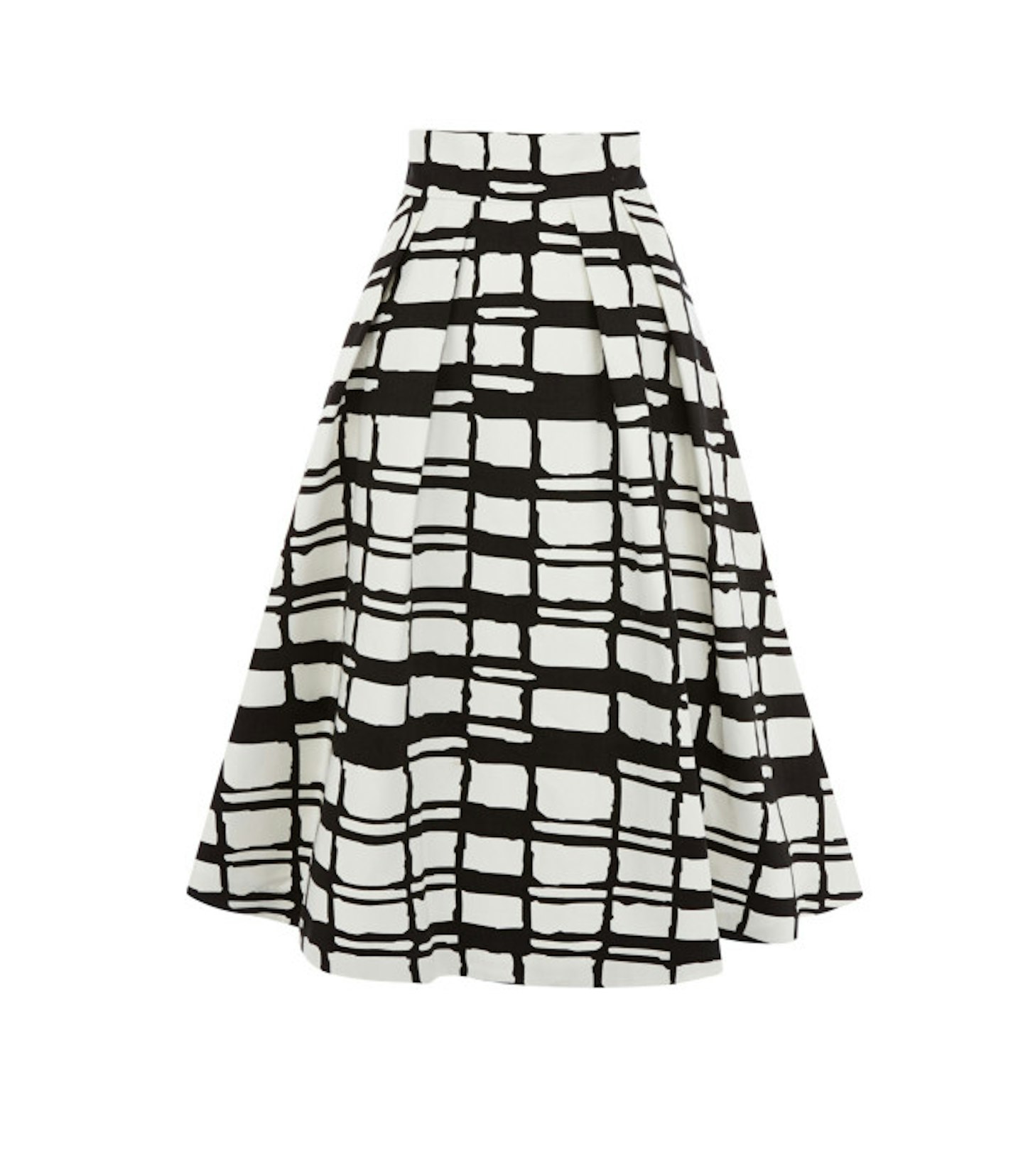 Grid print midi skirt
