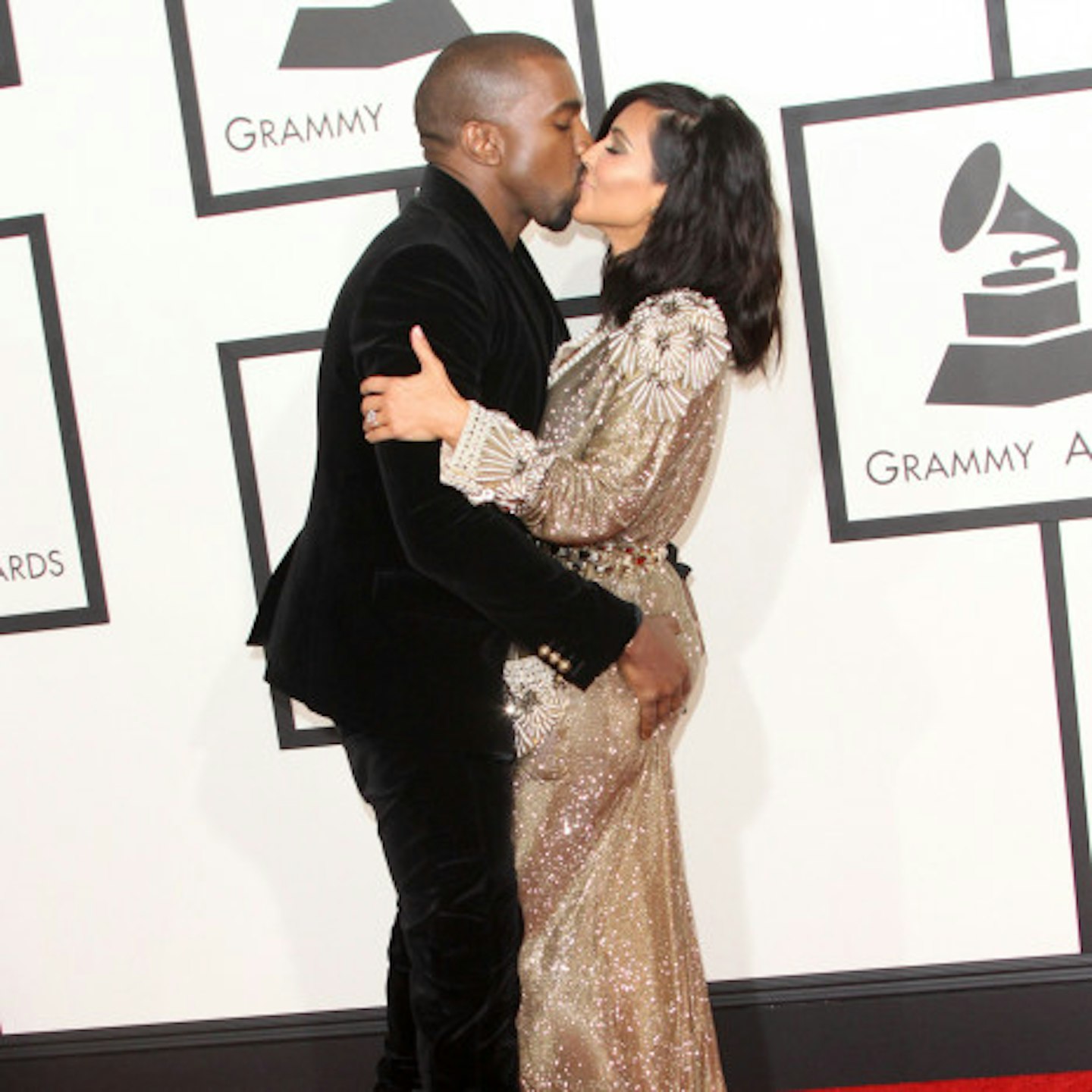 Kim with husband Kanye West at the Grammys