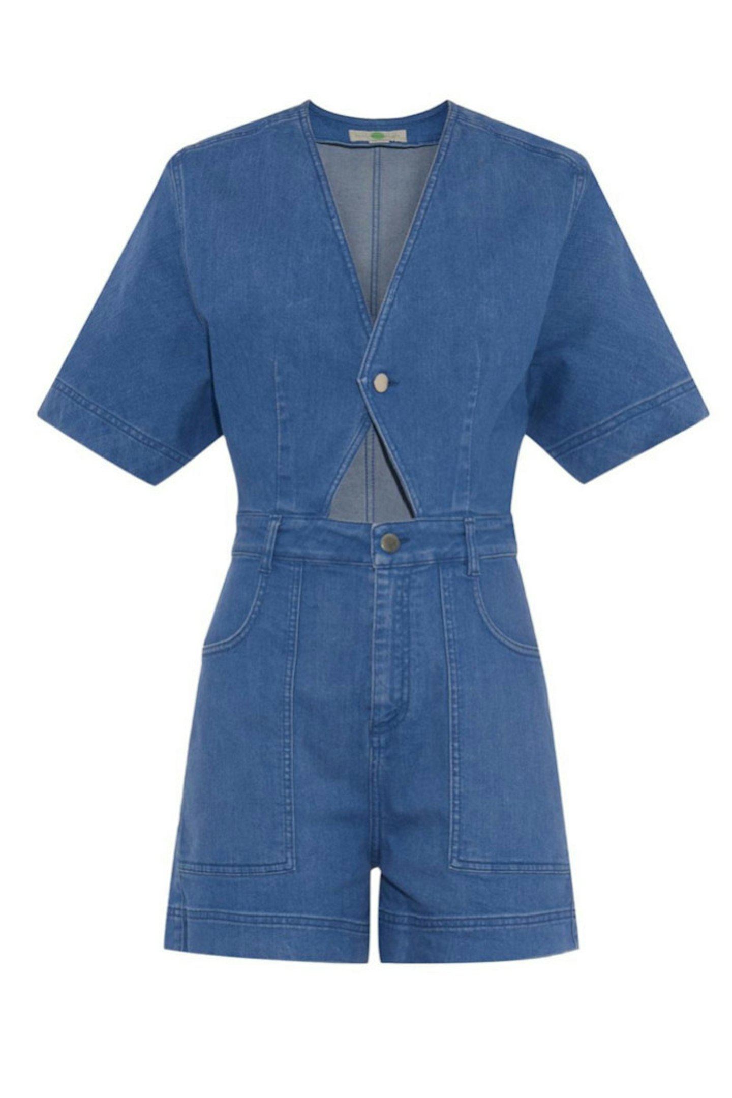 Embrace the 70s style with this cutout denim playsuit.