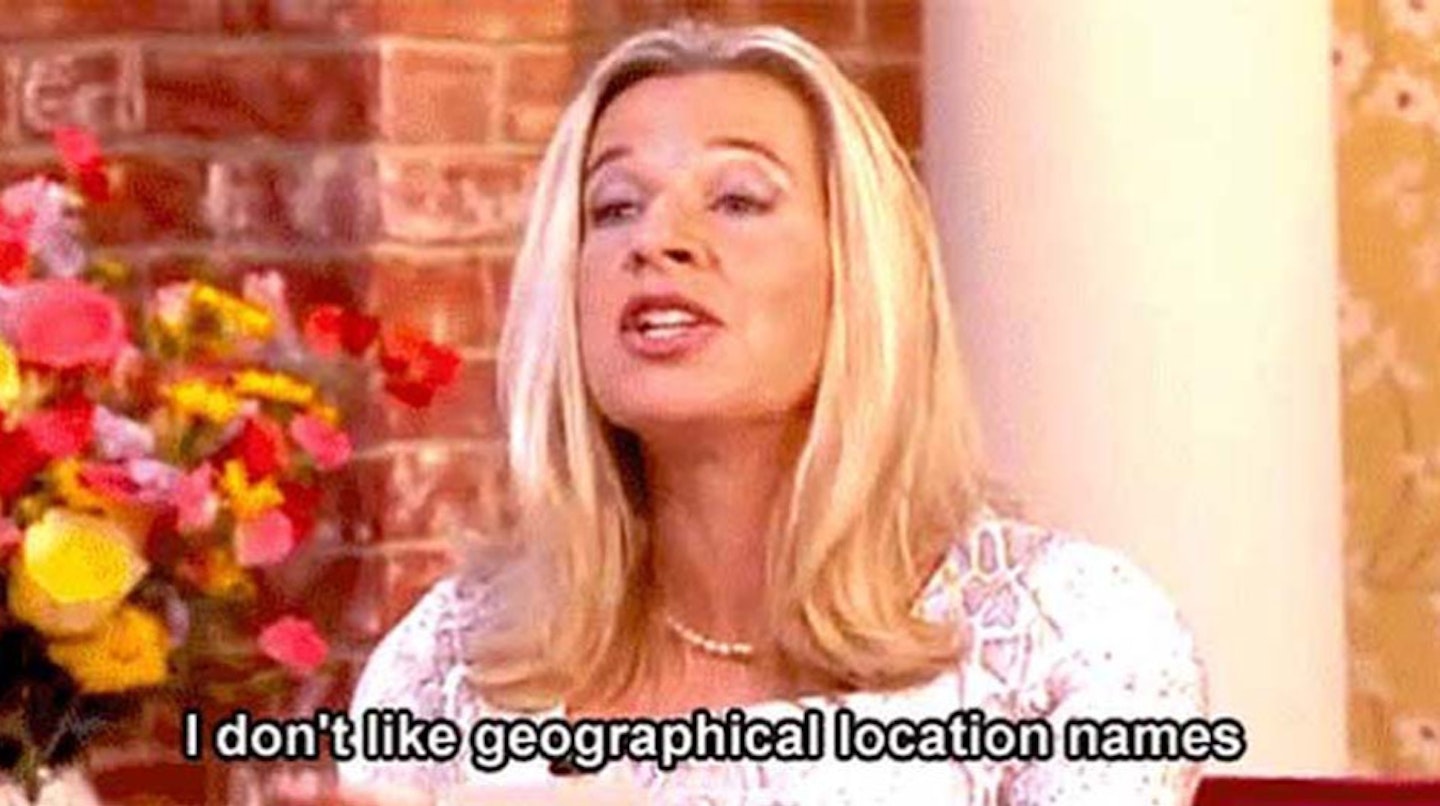 Katie says that she doesn't like geographical names
