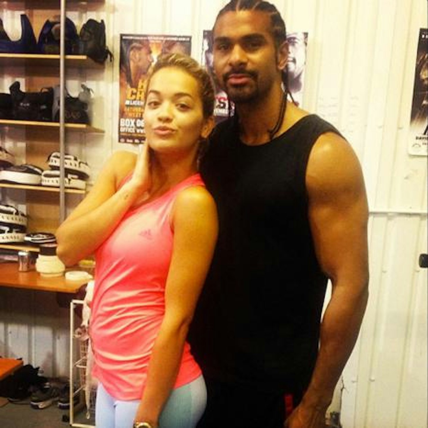 Rita poses with boxing champ David Haye after her session