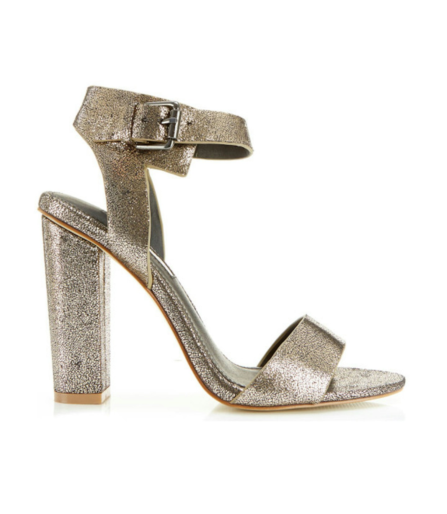 Metallic block heel sandals