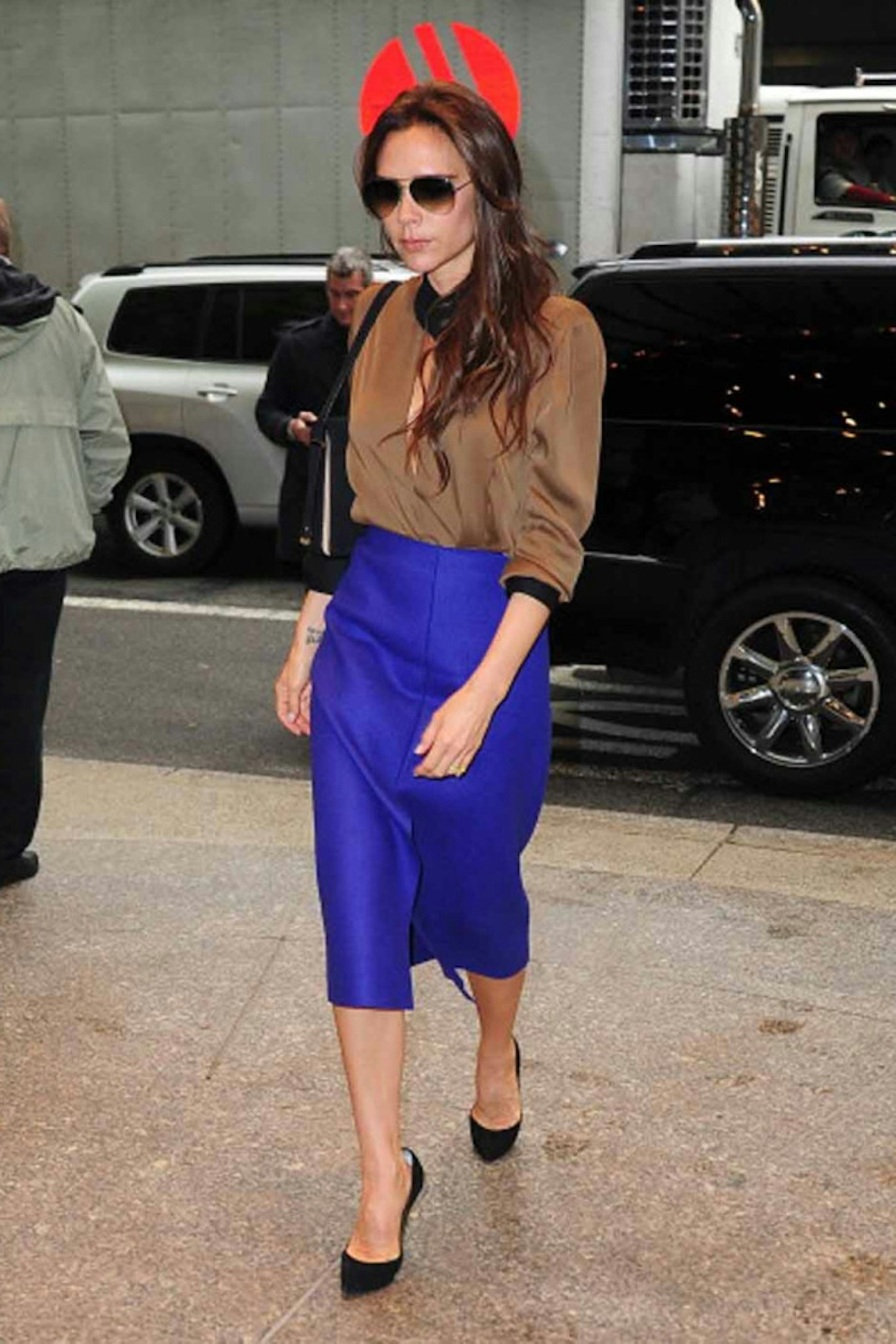 Victoria Beckham style hotel blue pencil skirt