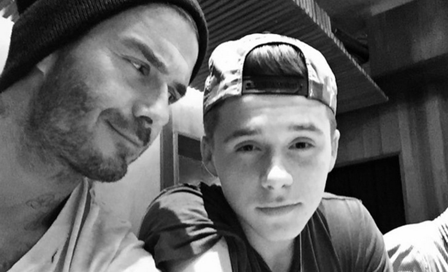 David and Brooklyn Beckham, September 2015
