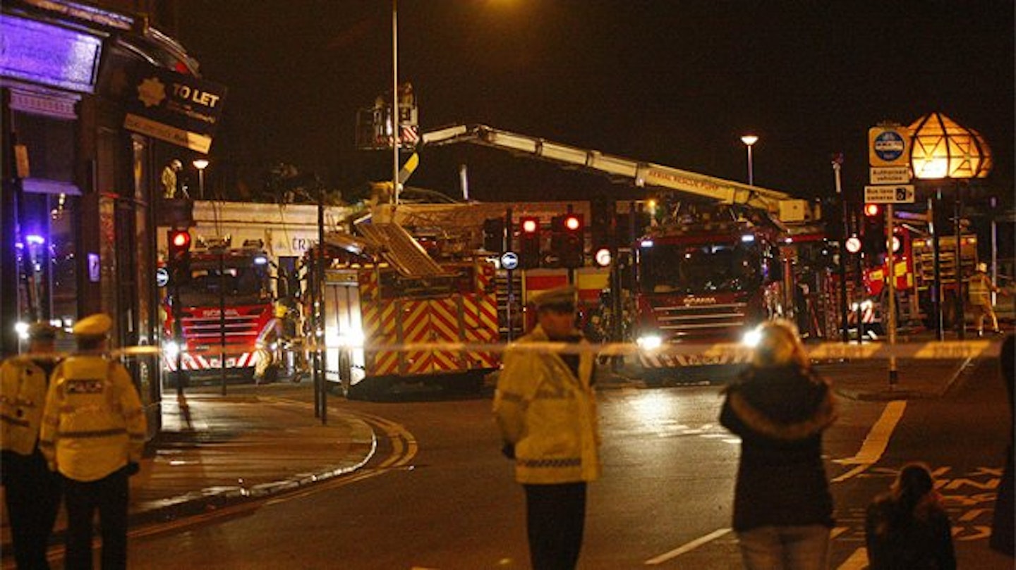 The scene of the helicopter crash in Glasgow on Saturday