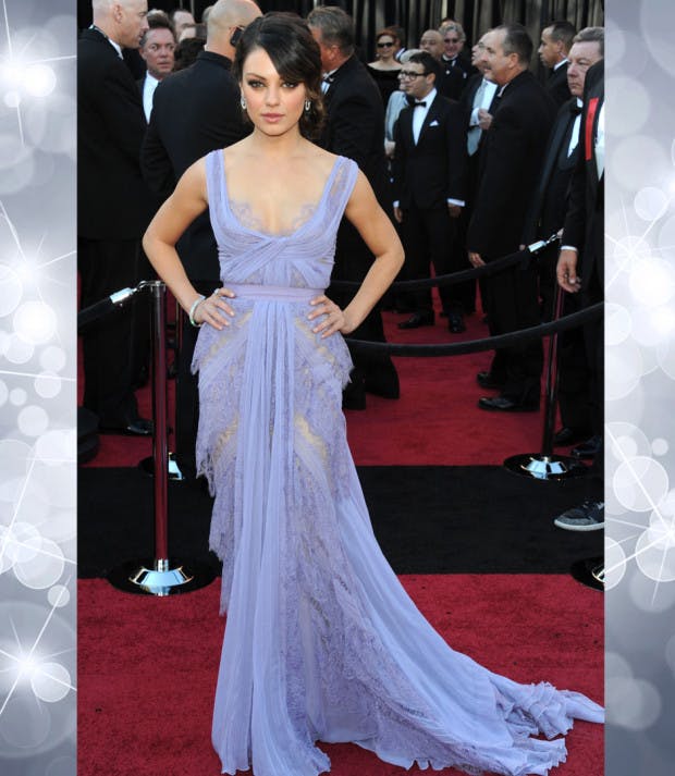 Mila kunis elie 2024 saab lavender dress