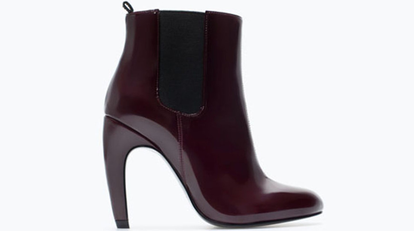 Zara, Ankle boot with a rounded heel, Burgundy - £49.99